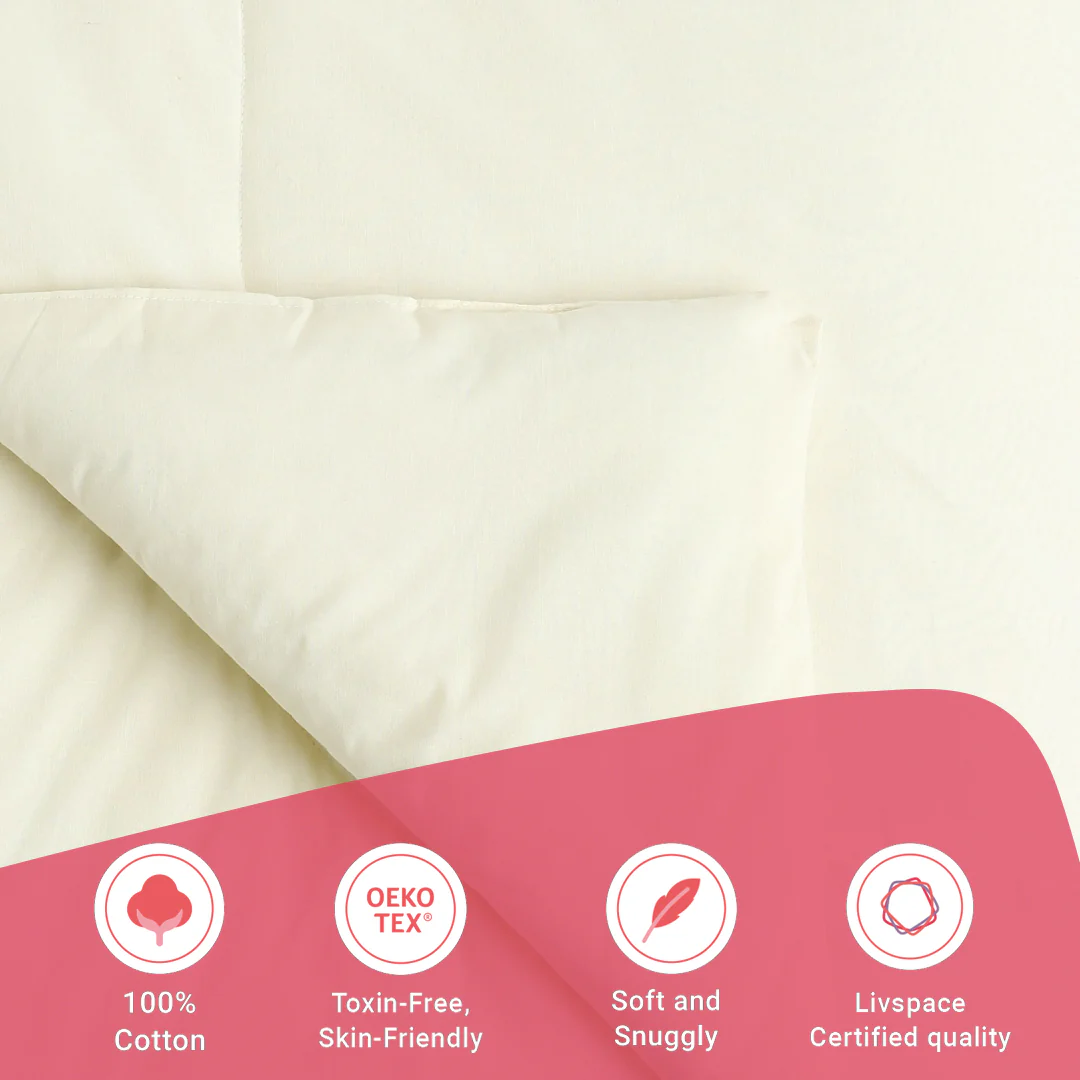 Paleto | Everyday Hues Cotton Solid Dyed 120GSM Comforter-Ivory - Image 12