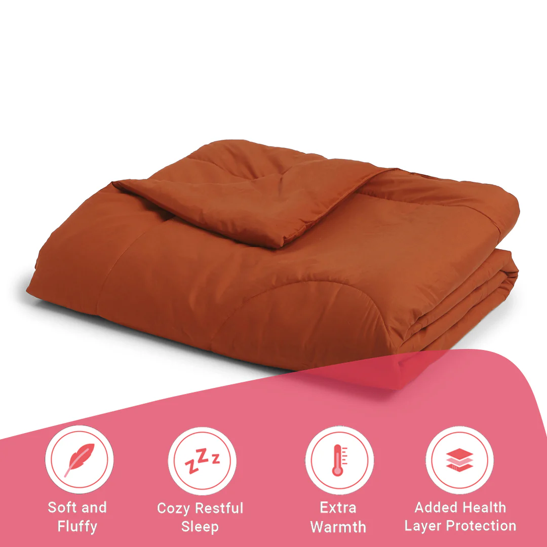 Paleto | Everyday Hues Cotton Solid Dyed 120GSM Comforter-Rust - Image 11