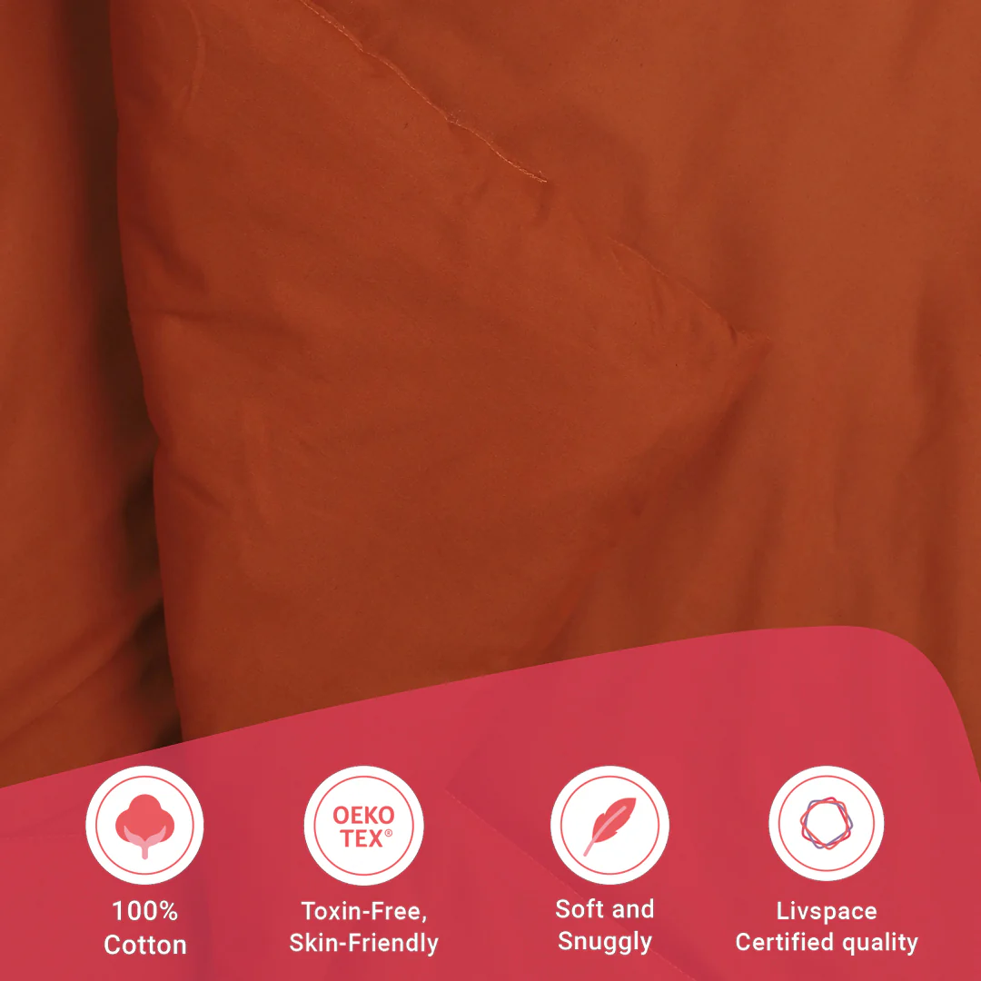 Paleto | Everyday Hues Cotton Solid Dyed 120GSM Comforter-Rust - Image 12
