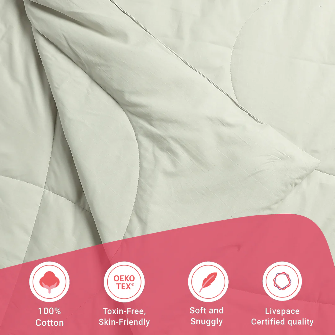 Paleto | Everyday Hues Cotton Solid Dyed 120GSM Comforter-Silver - Image 12