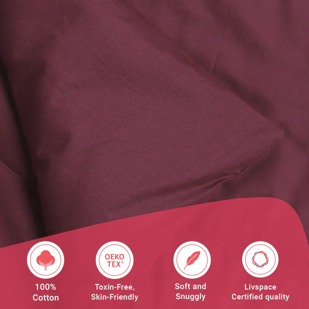 Paleto | Everyday Hues Cotton Solid Dyed 120GSM Comforter-Windsor Wine - Image 12