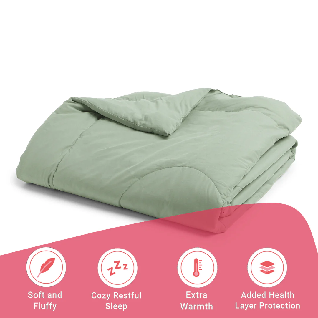 Paleto | Everyday Hues Cotton Solid Dyed 240GSM Comforter for Extra Warmth-Green Sage - Image 6