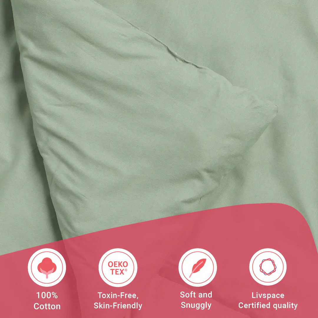 Paleto | Everyday Hues Cotton Solid Dyed 240GSM Comforter for Extra Warmth-Green Sage - Image 7