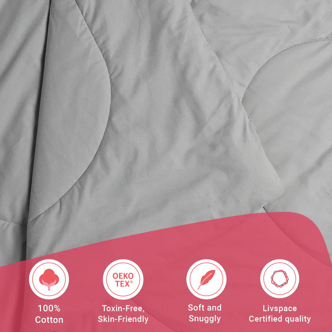 Paleto | Everyday Hues Cotton Solid Dyed 240GSM Comforter for Extra Warmth-Grey - Image 7