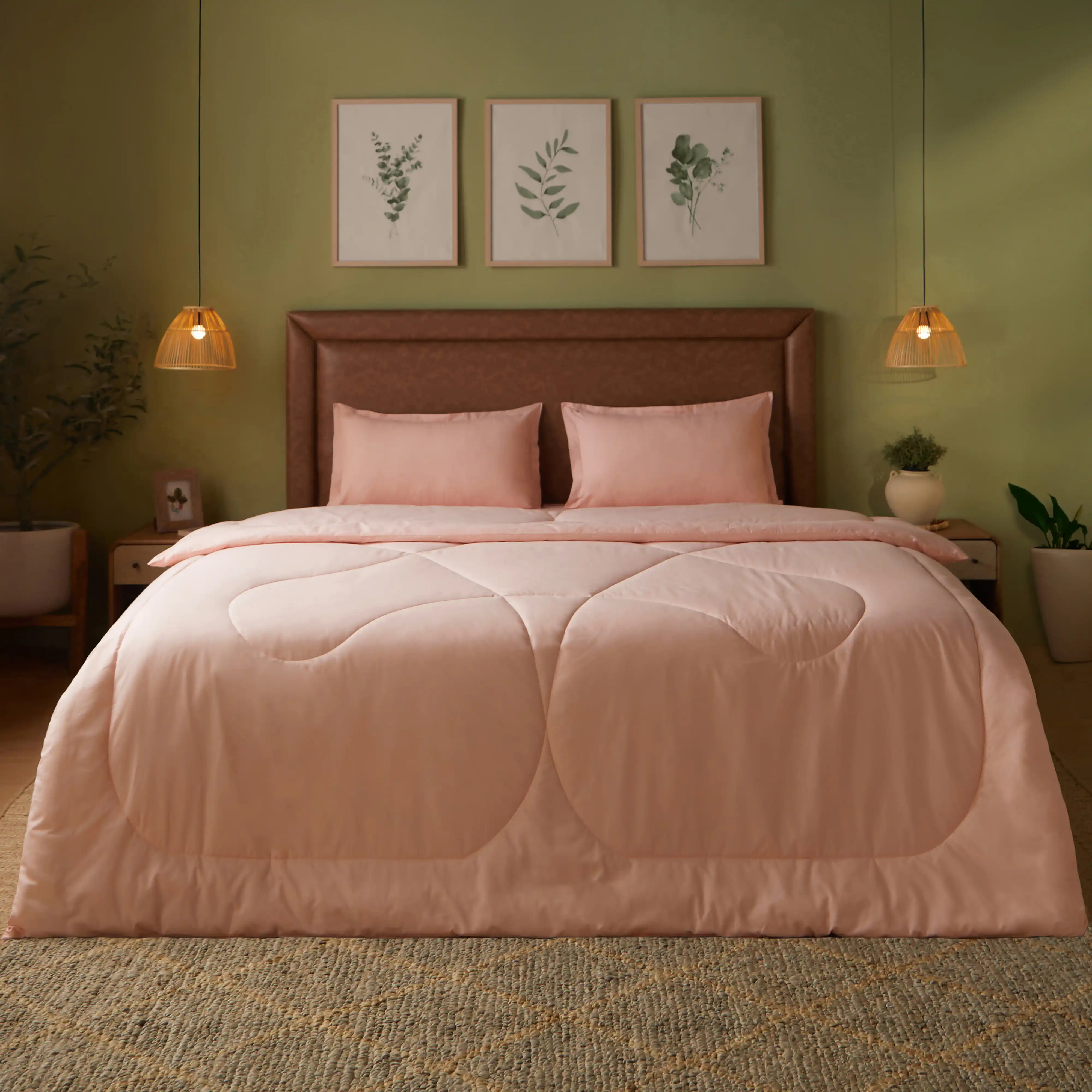 Paleto | Everyday Hues Cotton Solid Dyed 240GSM Comforter for Extra Warmth-Veiled Rose
