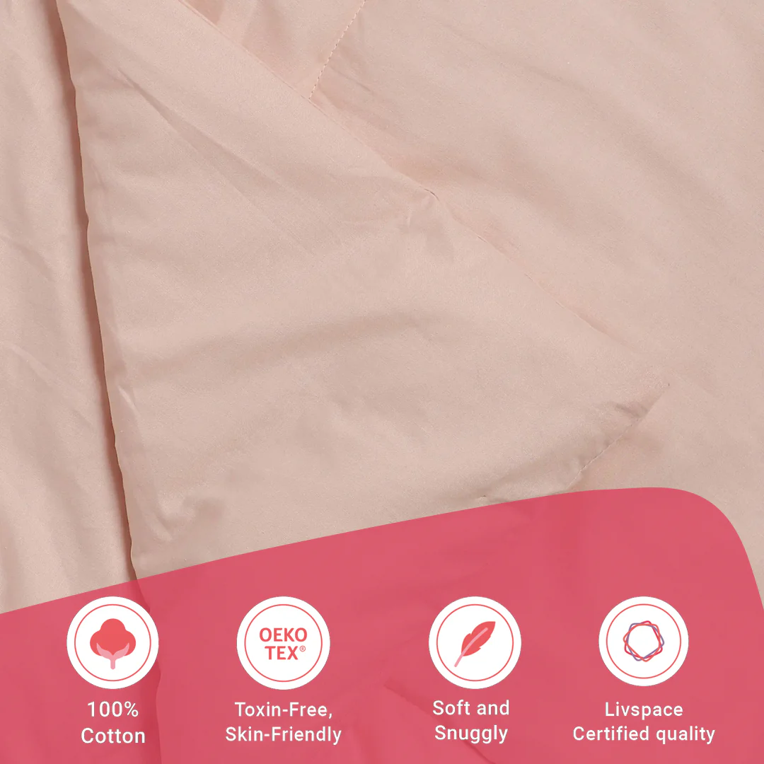 Paleto | Everyday Hues Cotton Solid Dyed 240GSM Comforter for Extra Warmth-Veiled Rose - Image 7