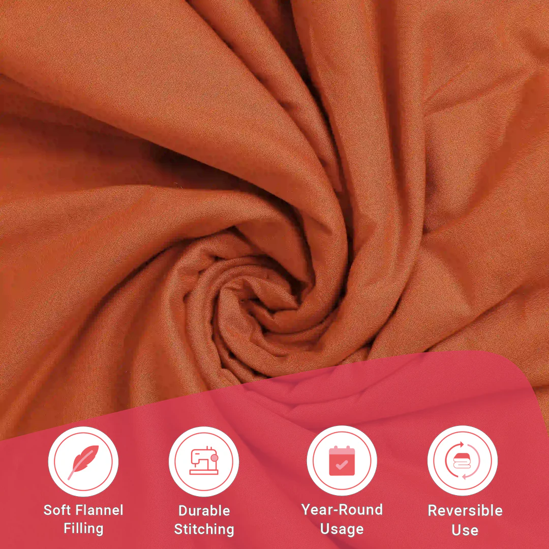 Paleto | Everyday Hues Cotton Solid Dyed Dohar with Super Soft Flannel Layering-Rust - Image 12