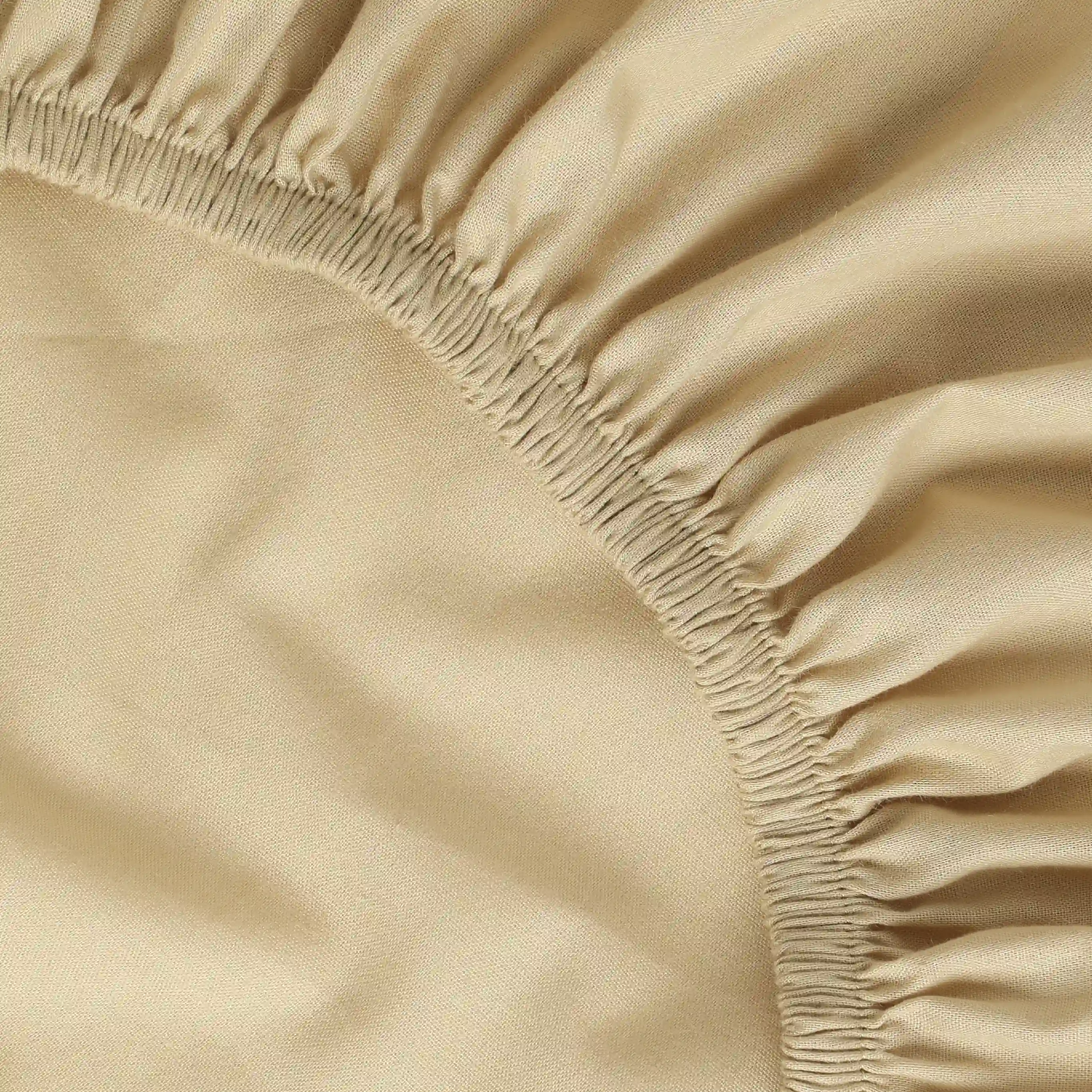 Paleto | Everyday Hues Solid Dyed Cotton Fitted Sheet Set-Beige - Image 14