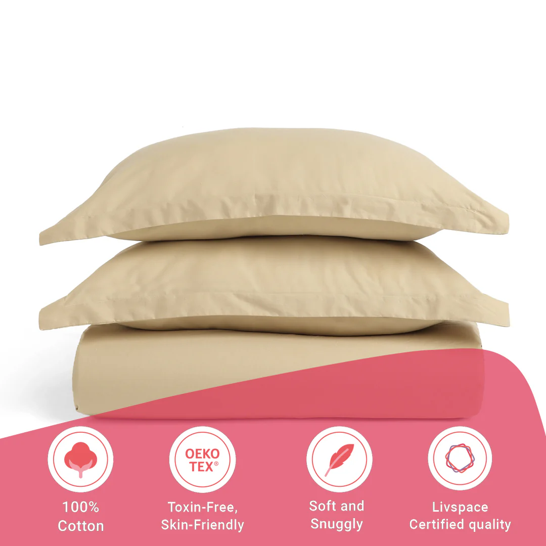 Paleto | Everyday Hues Solid Dyed Cotton Fitted Sheet Set-Beige - Image 16
