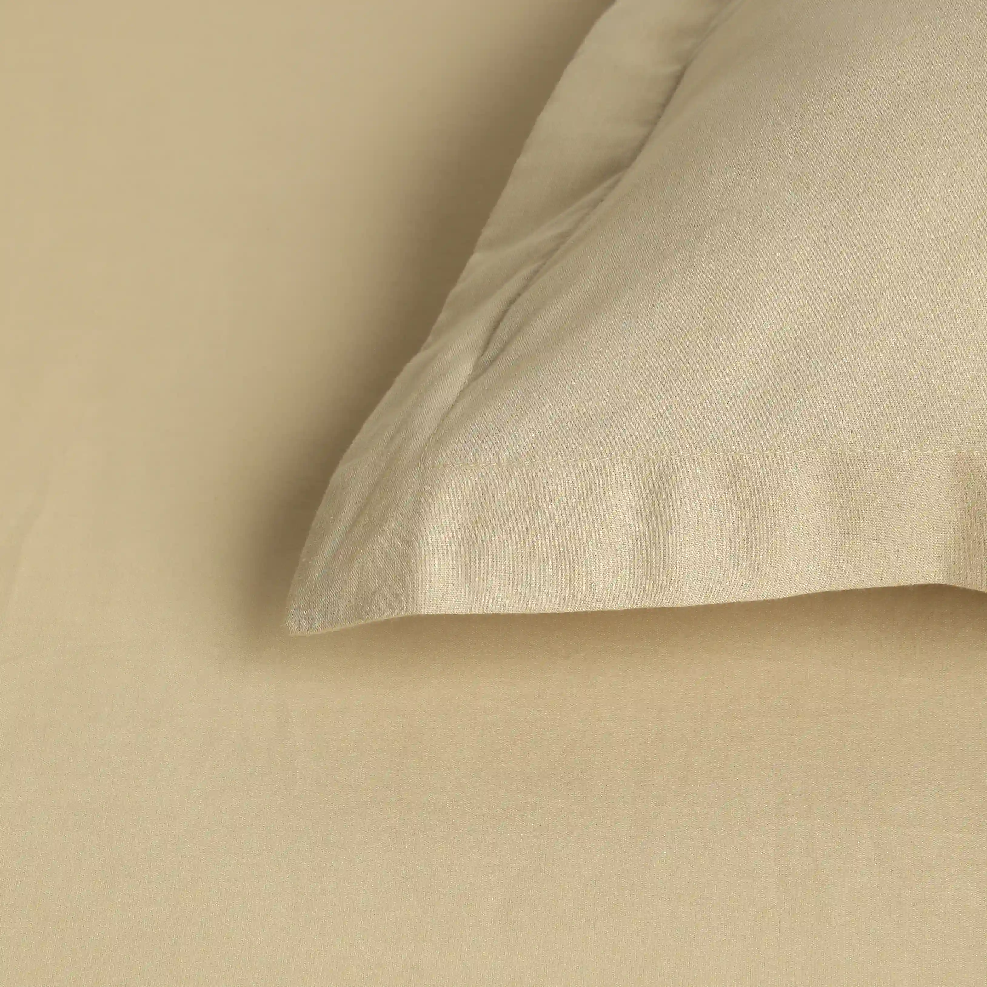 Paleto | Everyday Hues Solid Dyed Cotton Fitted Sheet Set-Beige - Image 6