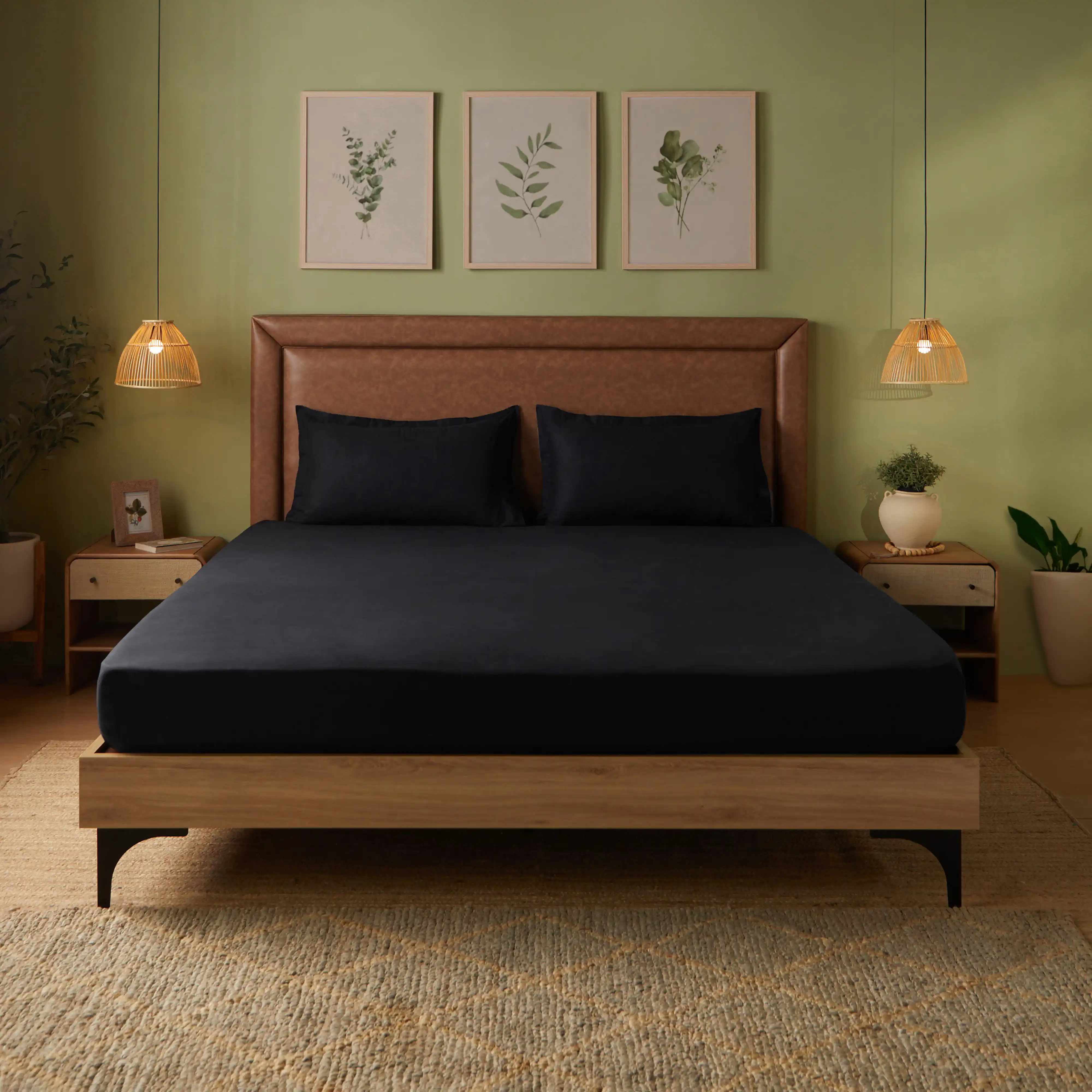 Paleto | Everyday Hues Solid Dyed Cotton Fitted Sheet Set-Black - Image 9