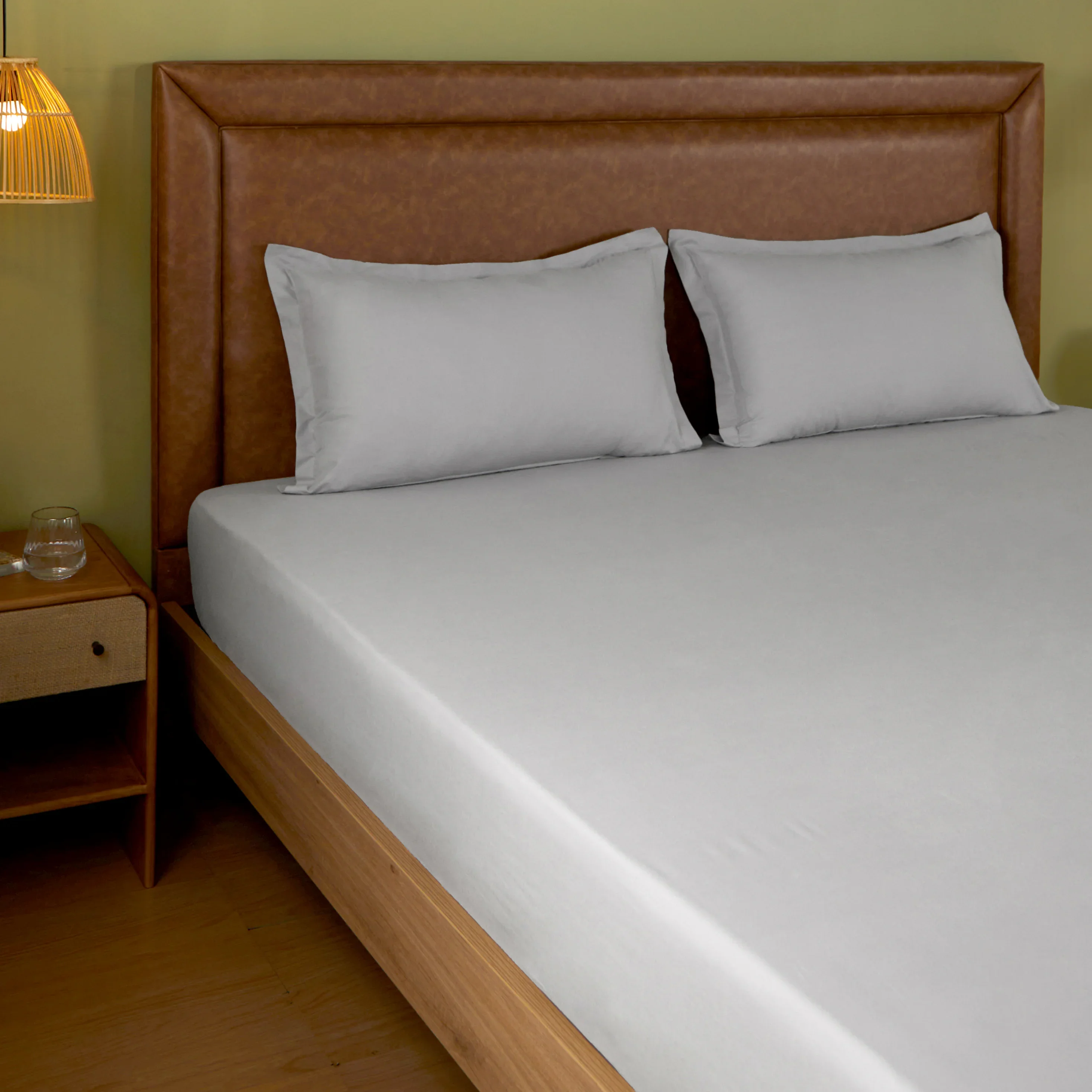 Paleto | Everyday Hues Solid Dyed Cotton Fitted Sheet Set-Grey - Image 8