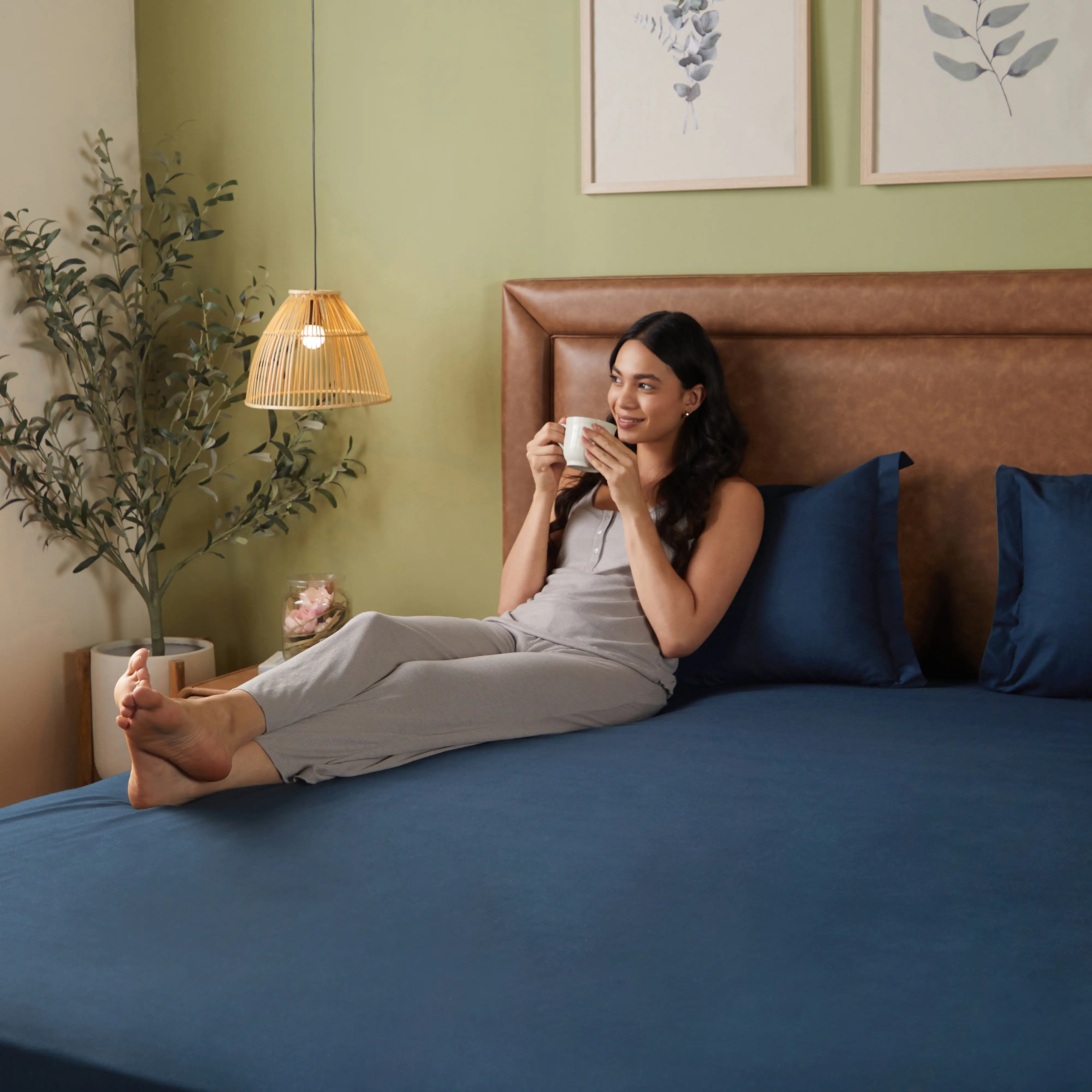 Paleto | Everyday Hues Solid Dyed Cotton Fitted Sheet Set-Navy - Image 10