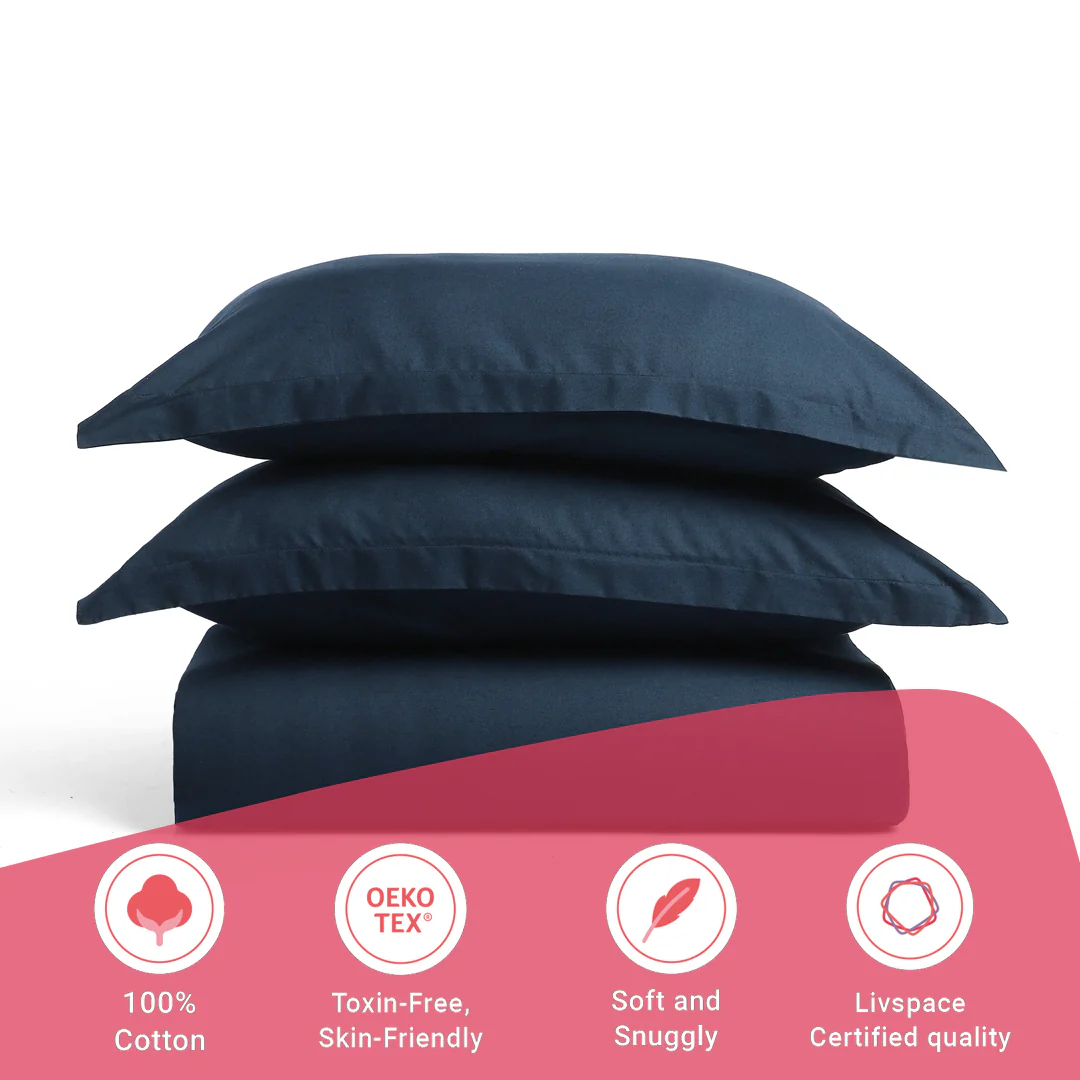 Paleto | Everyday Hues Solid Dyed Cotton Fitted Sheet Set-Navy - Image 15