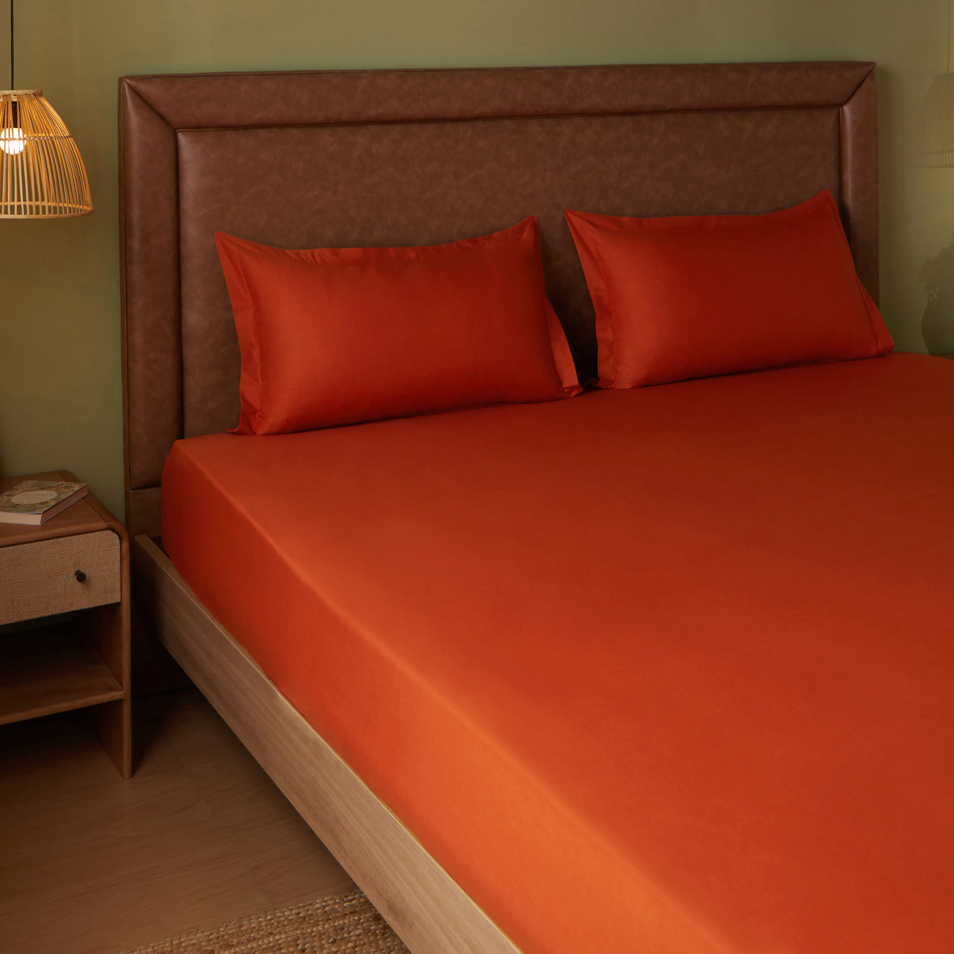 Paleto | Everyday Hues Solid Dyed Cotton Fitted Sheet Set-Rust