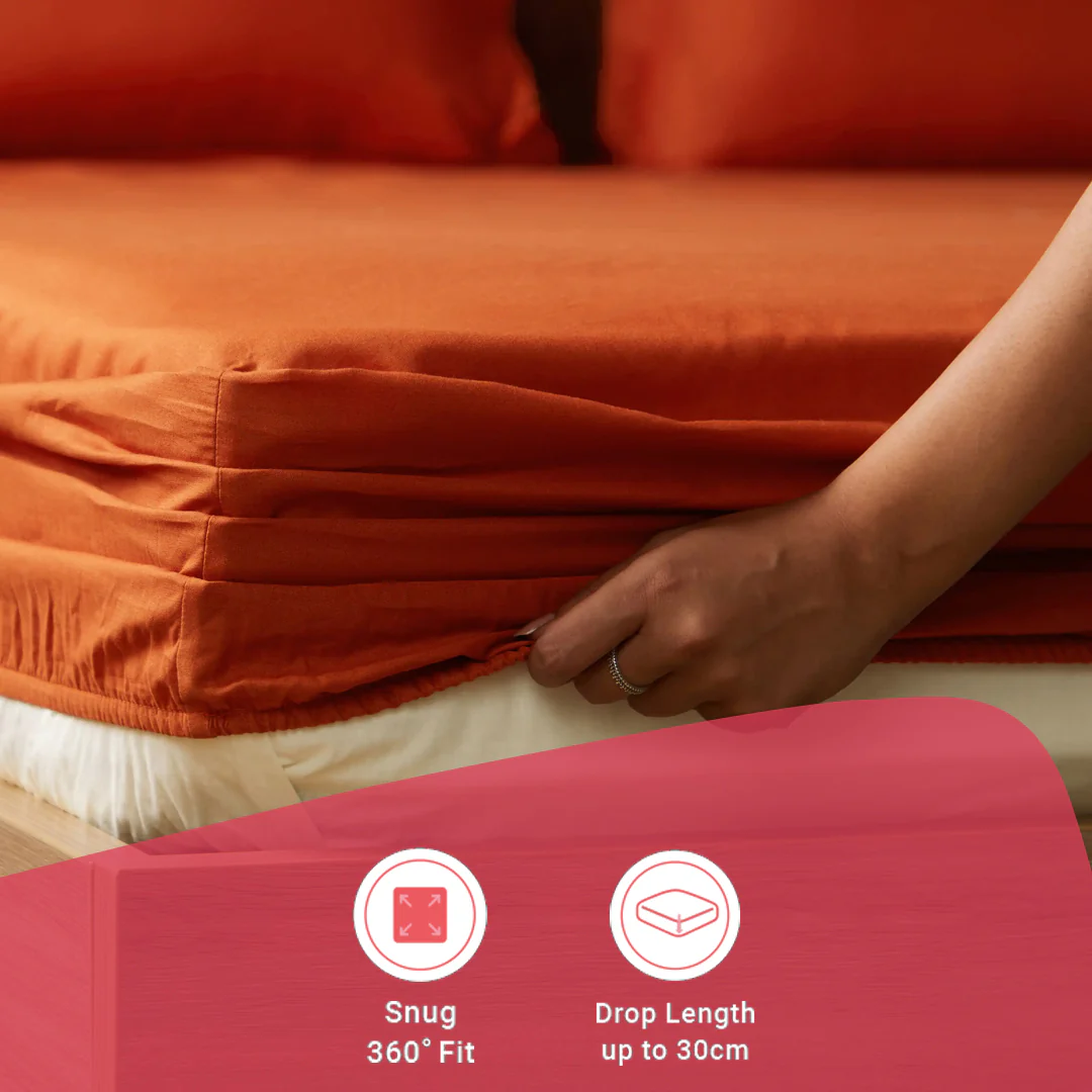 Paleto | Everyday Hues Solid Dyed Cotton Fitted Sheet Set-Rust - Image 17