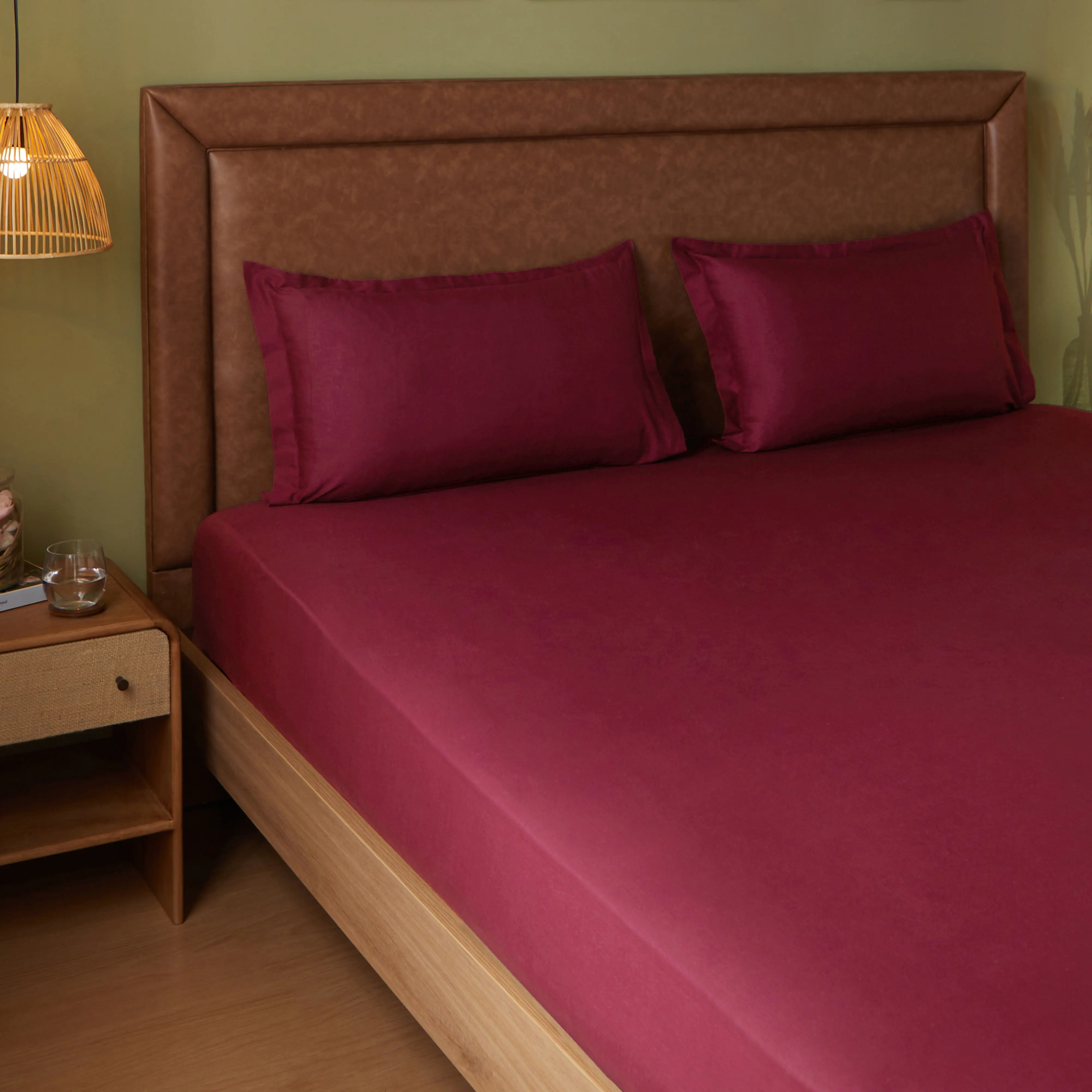 Paleto | Everyday Hues Solid Dyed Cotton Fitted Sheet Set-Windsor Wine