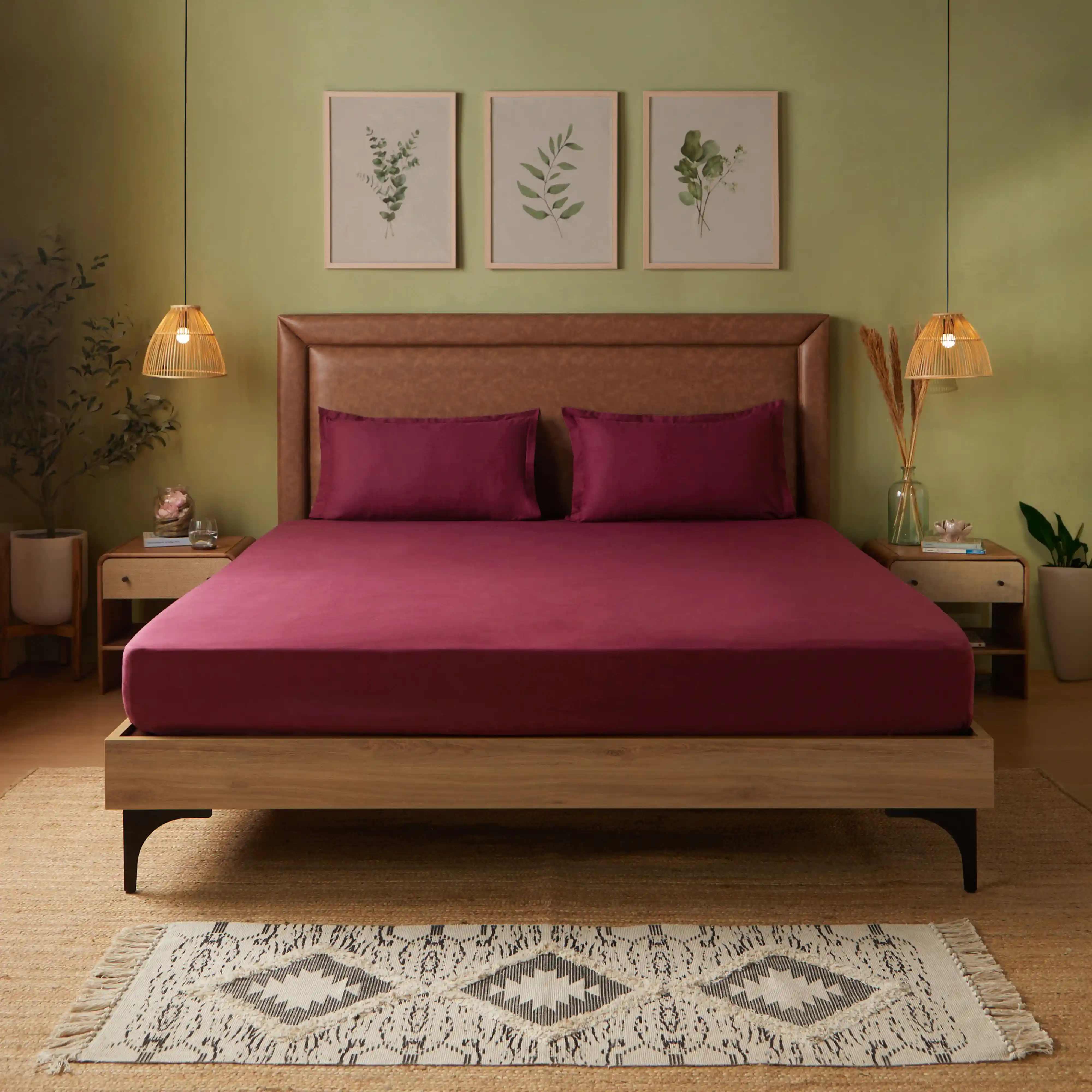 Paleto | Everyday Hues Solid Dyed Cotton Fitted Sheet Set-Windsor Wine - Image 9