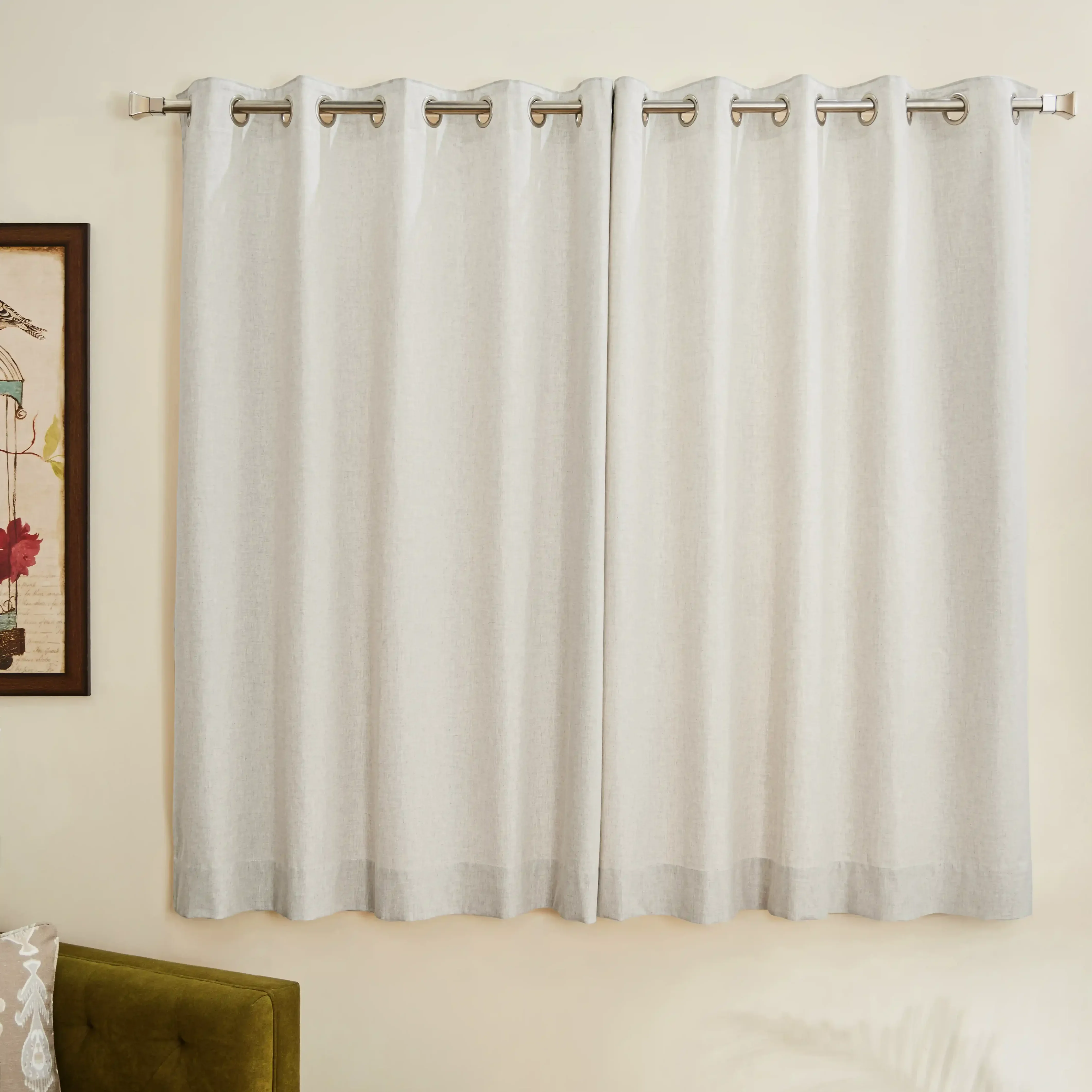Pelushe Set Of 2 100% Cotton Solid Readymade Curtains | Everyday Hues