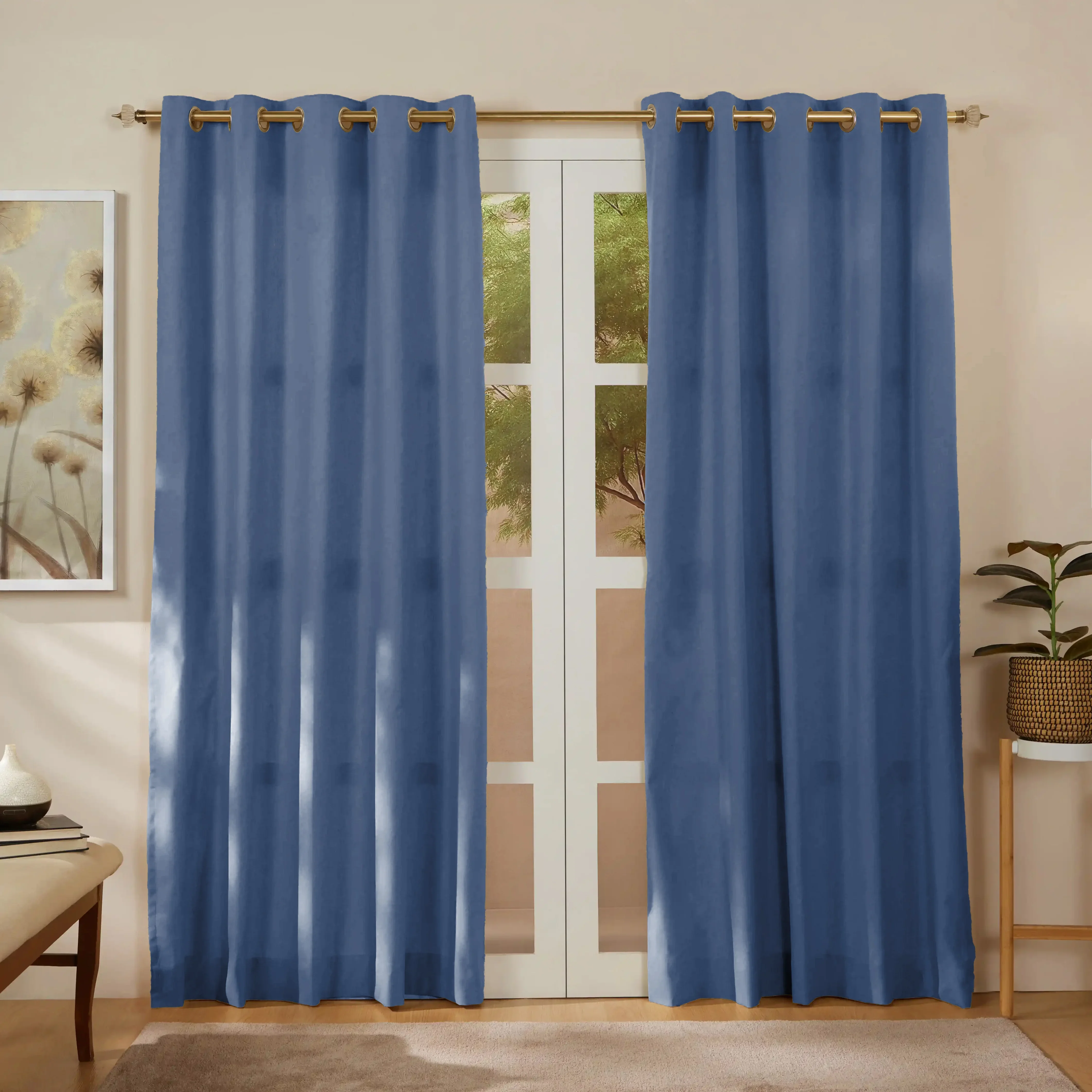 Pelushe Set Of 2 100% Cotton Solid Readymade Curtains | Everyday Hues - Image 64