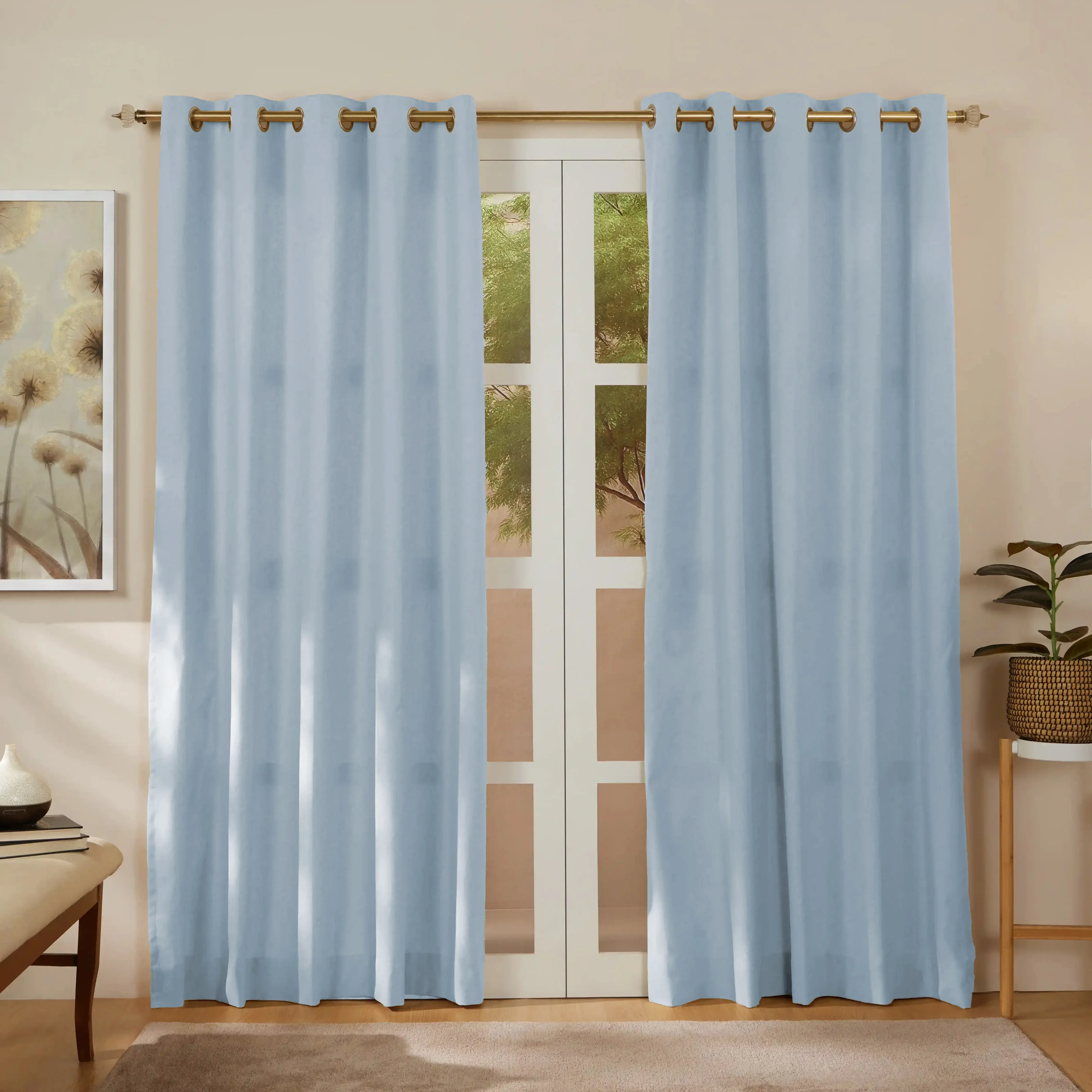 Pelushe Set Of 2 100% Cotton Solid Readymade Curtains | Everyday Hues - Image 66