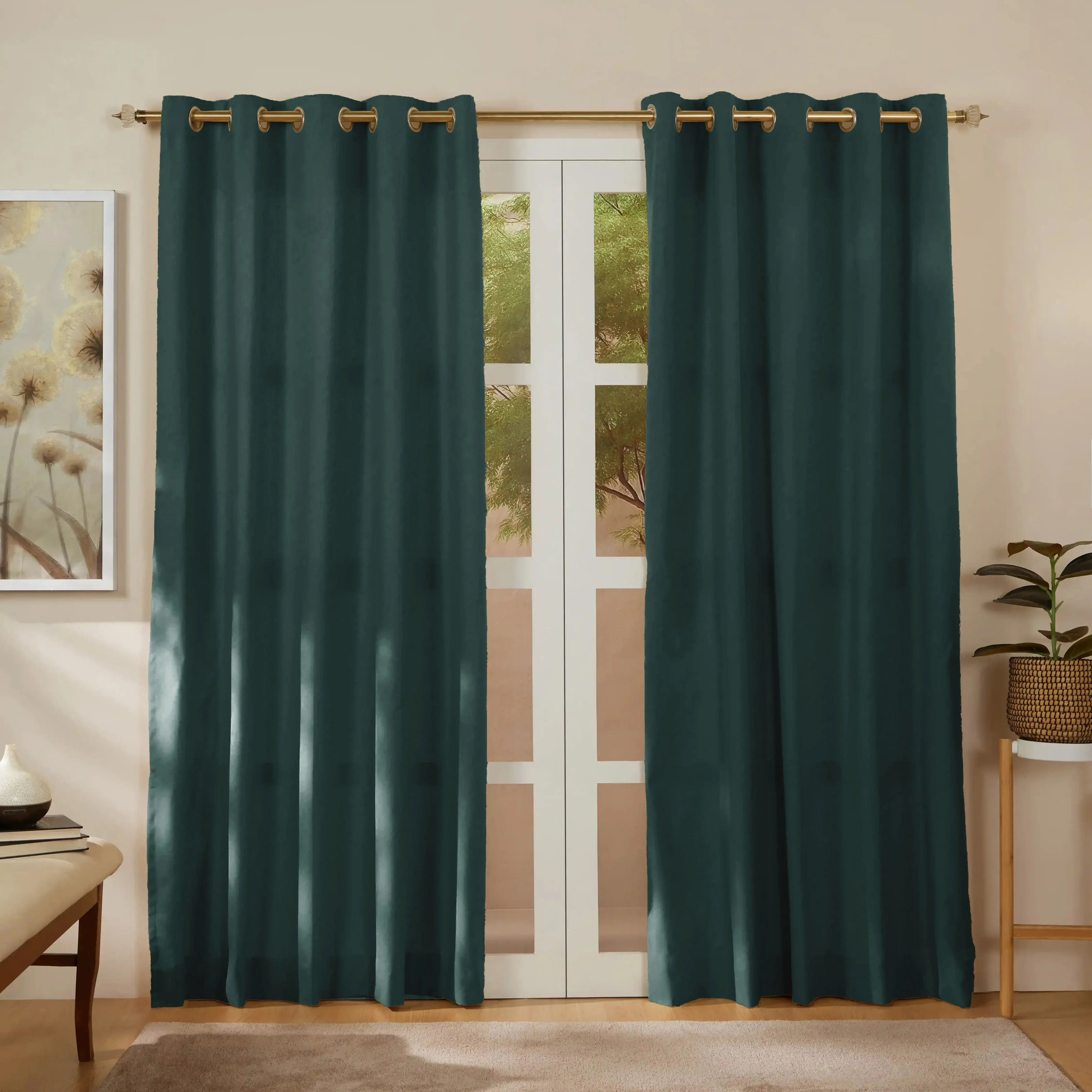 Pelushe Set Of 2 100% Cotton Solid Readymade Curtains | Everyday Hues - Image 70