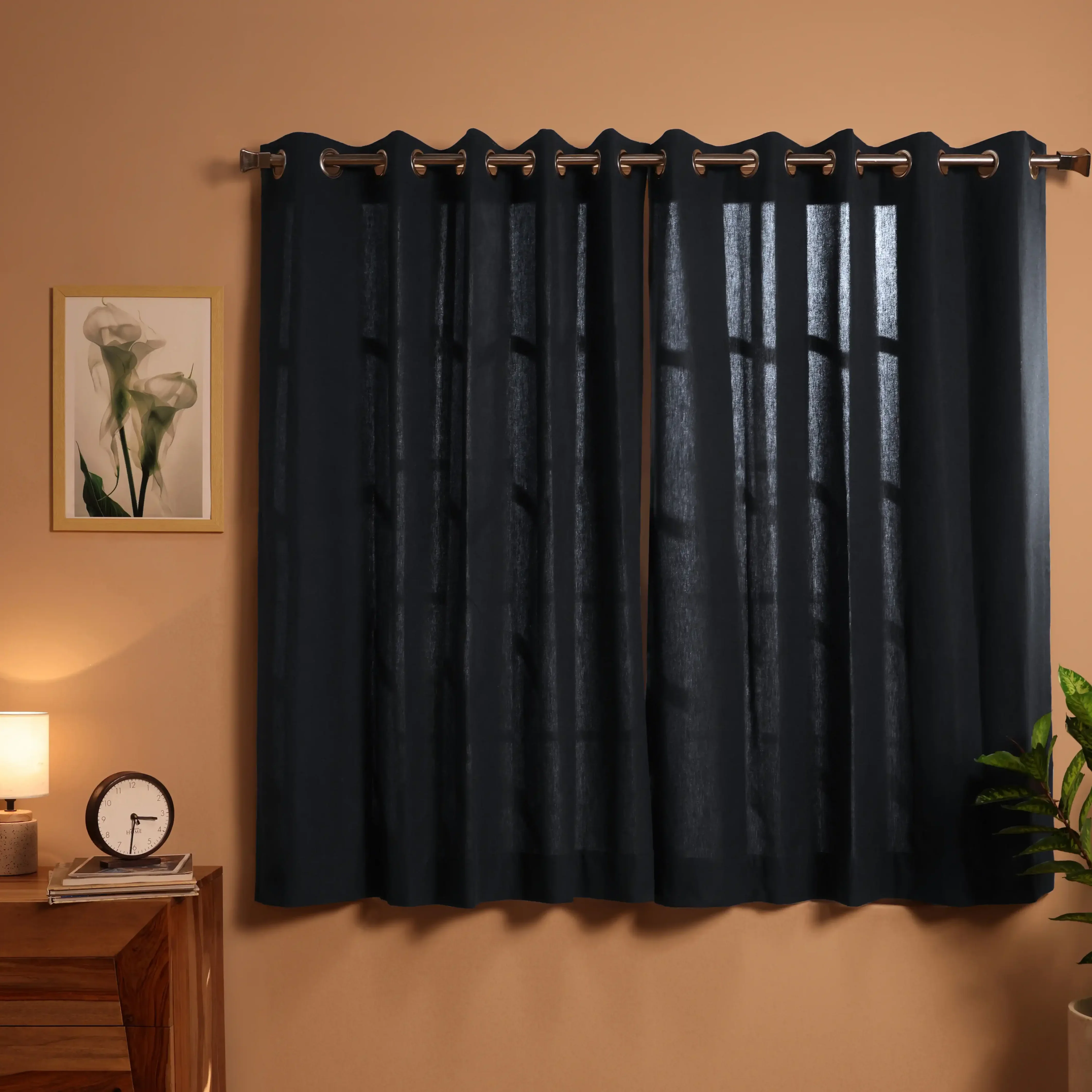 Pelushe Set Of 2 100% Cotton Solid Readymade Curtains | Everyday Hues - Image 81