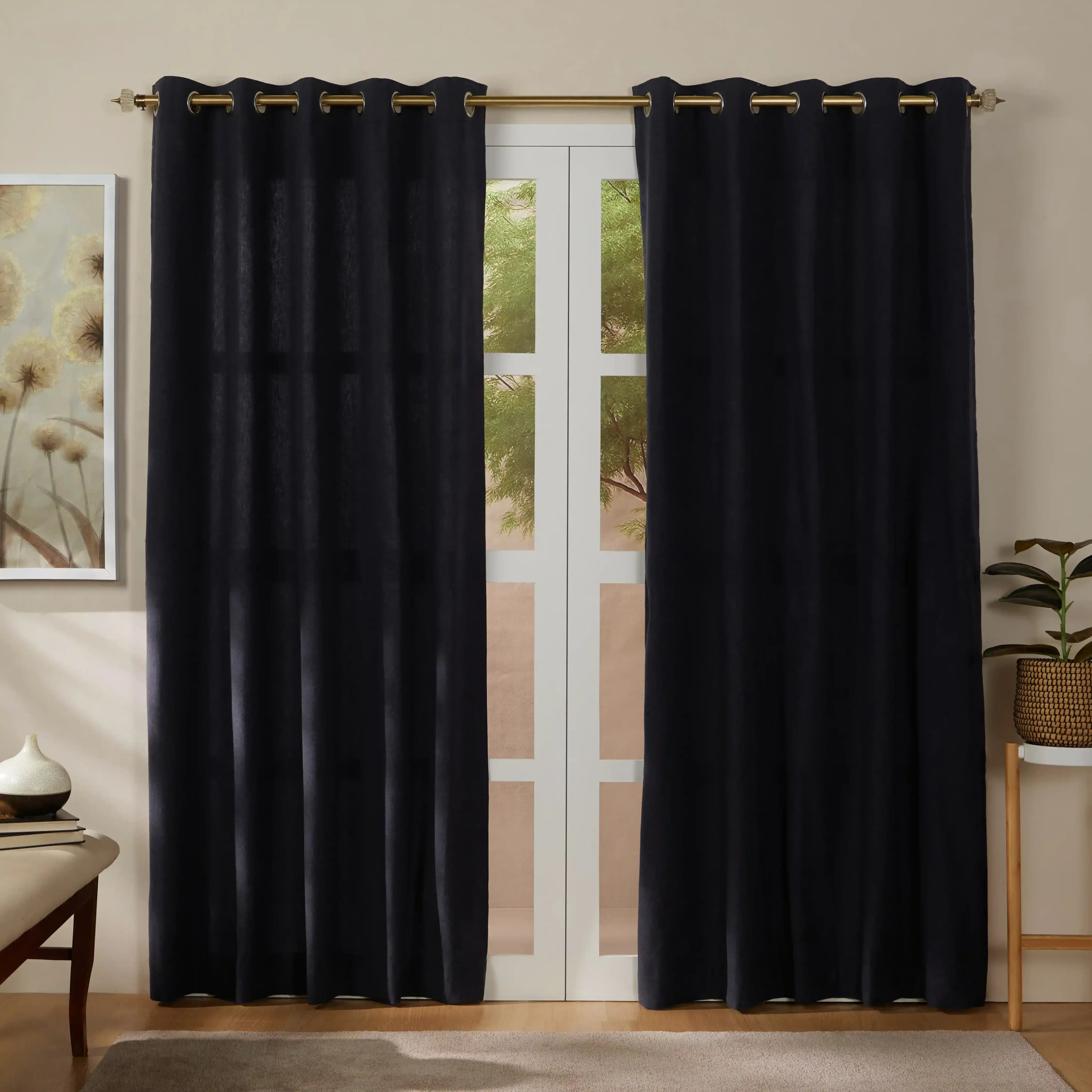 Pelushe Set Of 2 100% Cotton Solid Readymade Curtains | Everyday Hues - Image 85