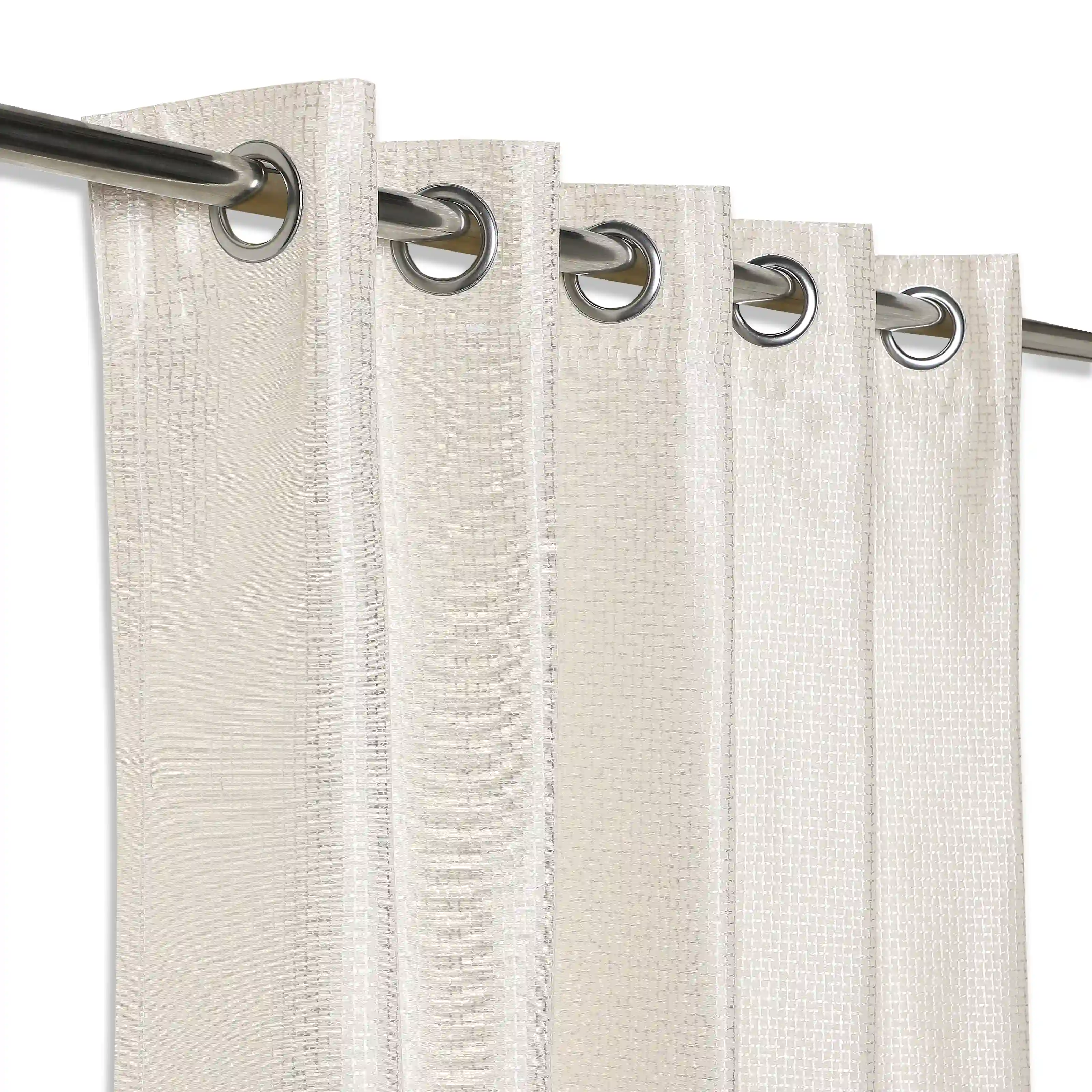 Pelushe Set Of 2 Solid Readymade Curtains | Checkered Nature - Image 10