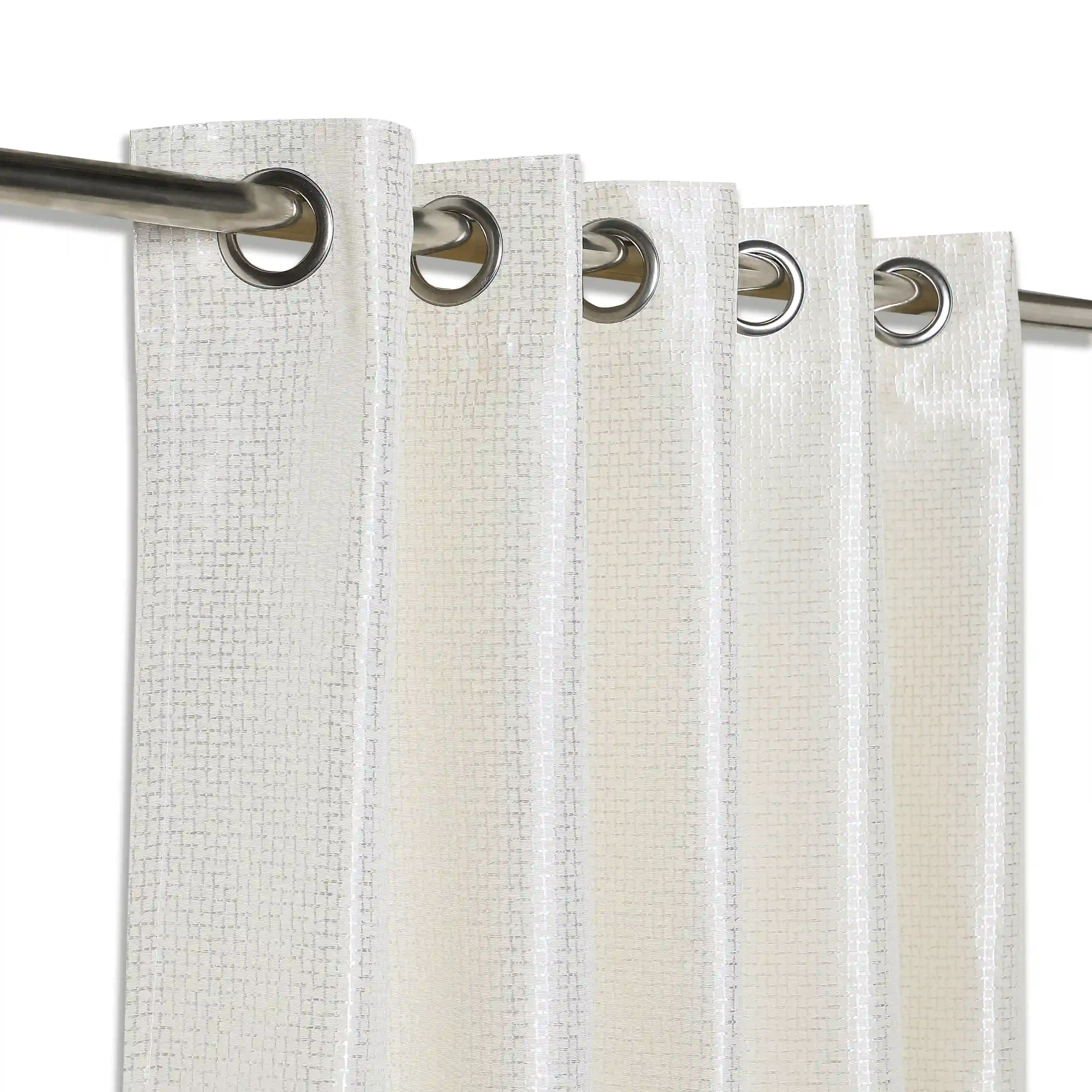 Pelushe Set Of 2 Solid Readymade Curtains | Checkered Nature - Image 14