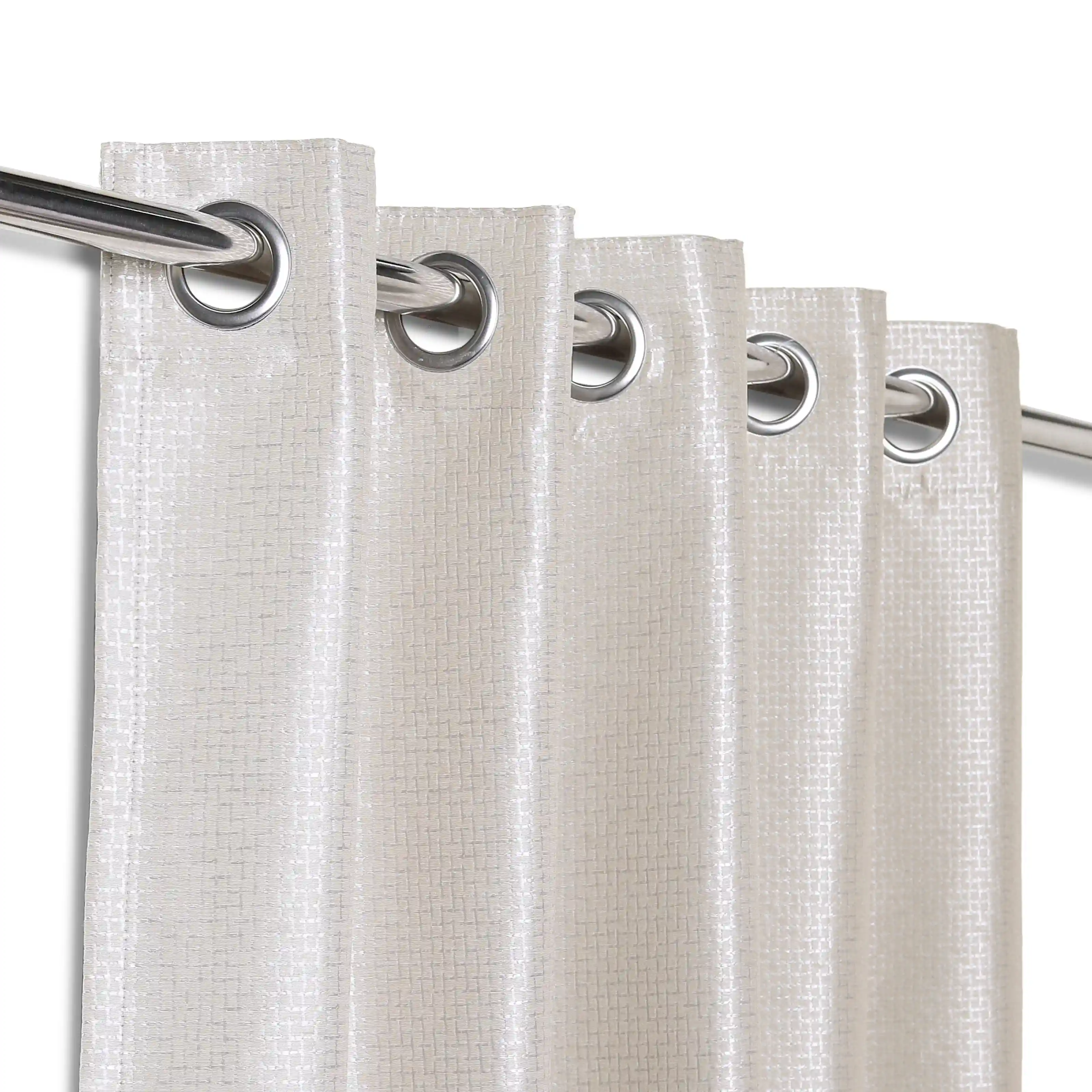 Pelushe Set Of 2 Solid Readymade Curtains | Checkered Nature - Image 22