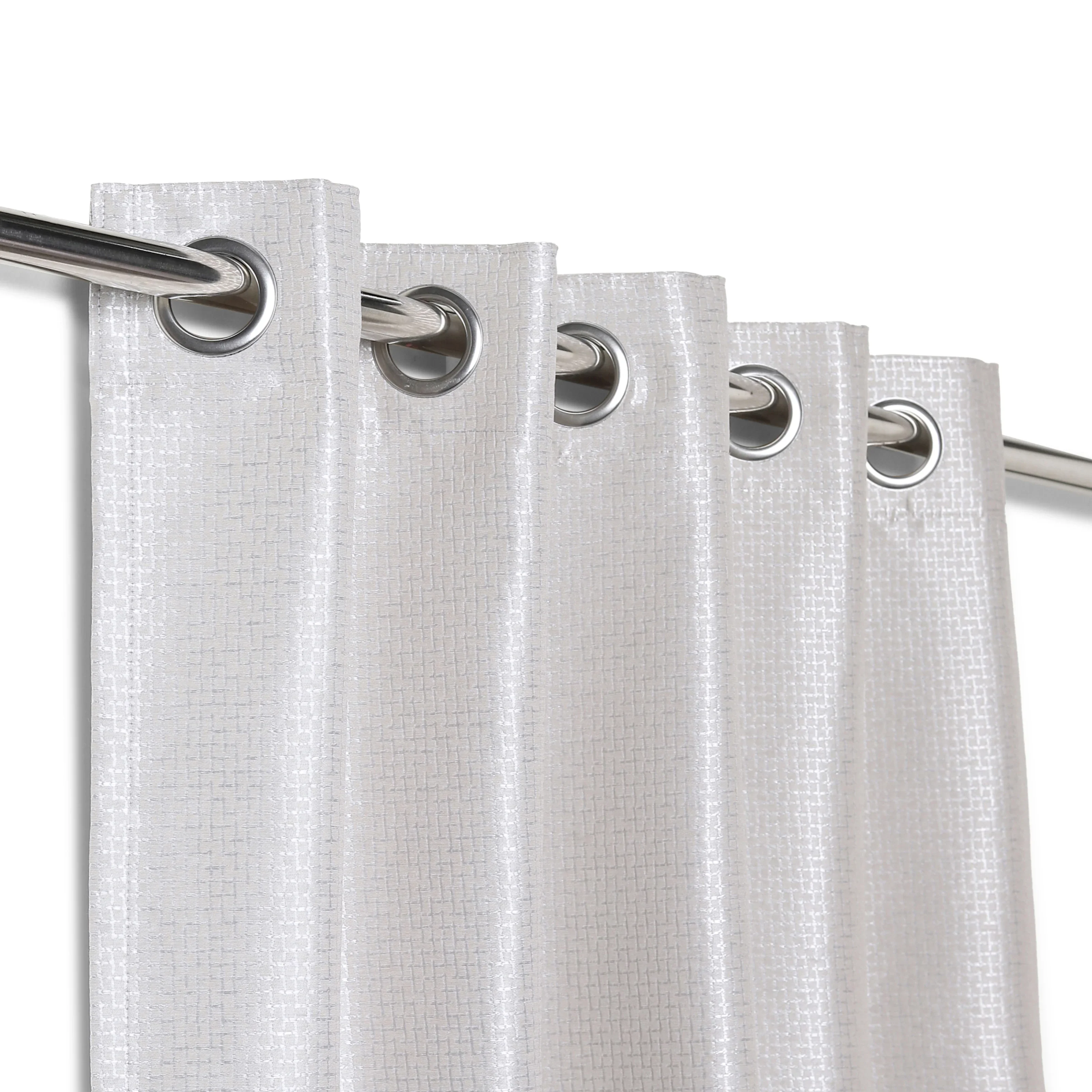 Pelushe Set Of 2 Solid Readymade Curtains | Checkered Nature - Image 8