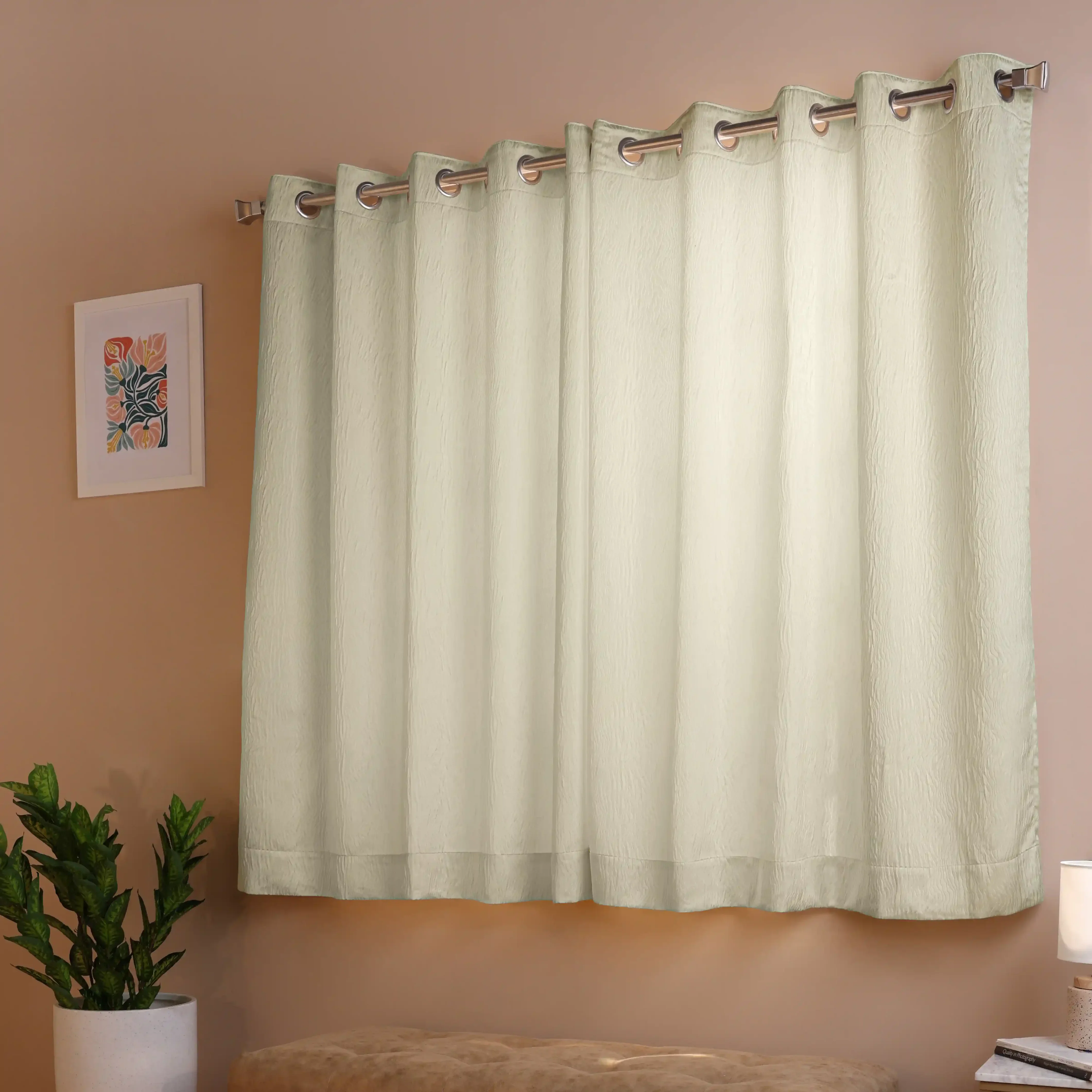 Pelushe Set Of 2 Textured Readymade Curtains | Nature Flow