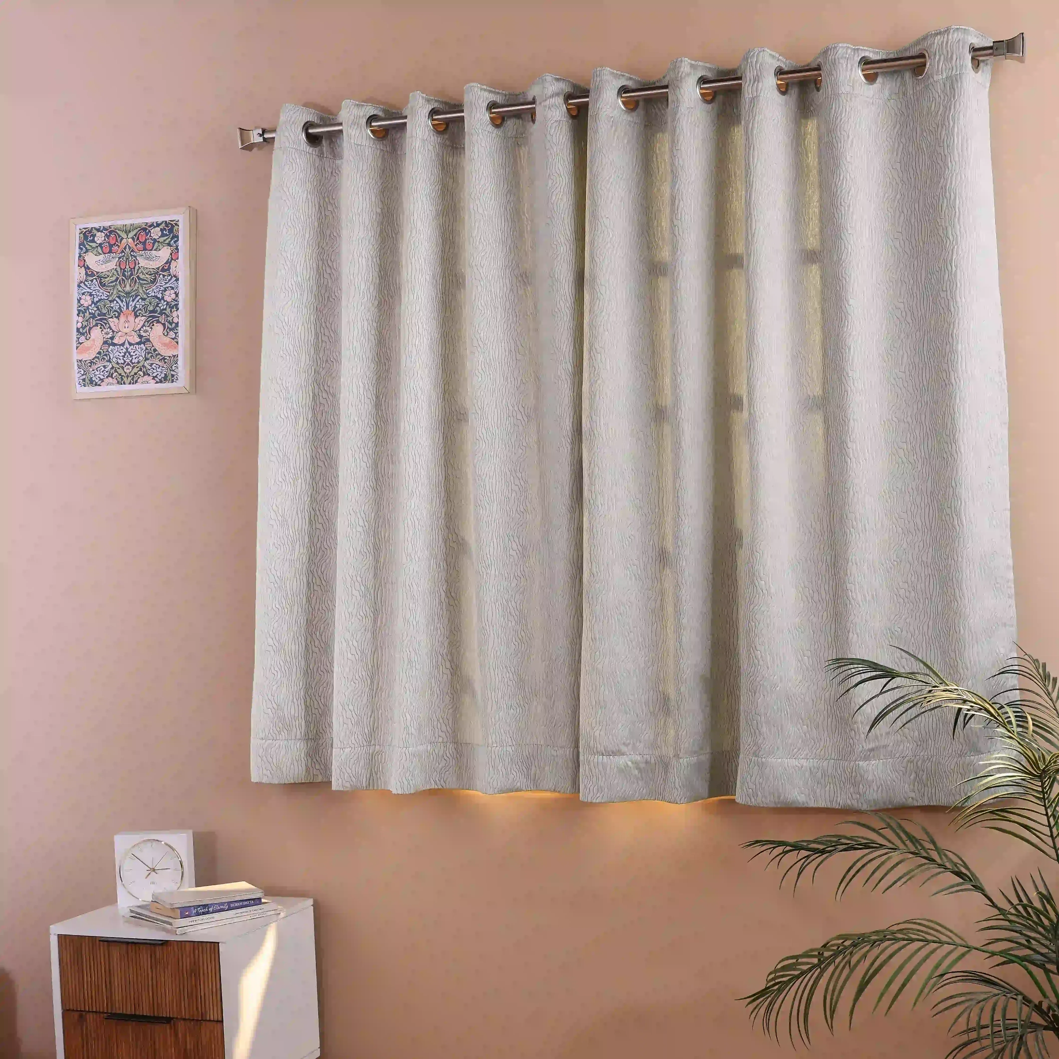 Pelushe Set Of 2 Textured Readymade Curtains | Nature Flow - Image 17