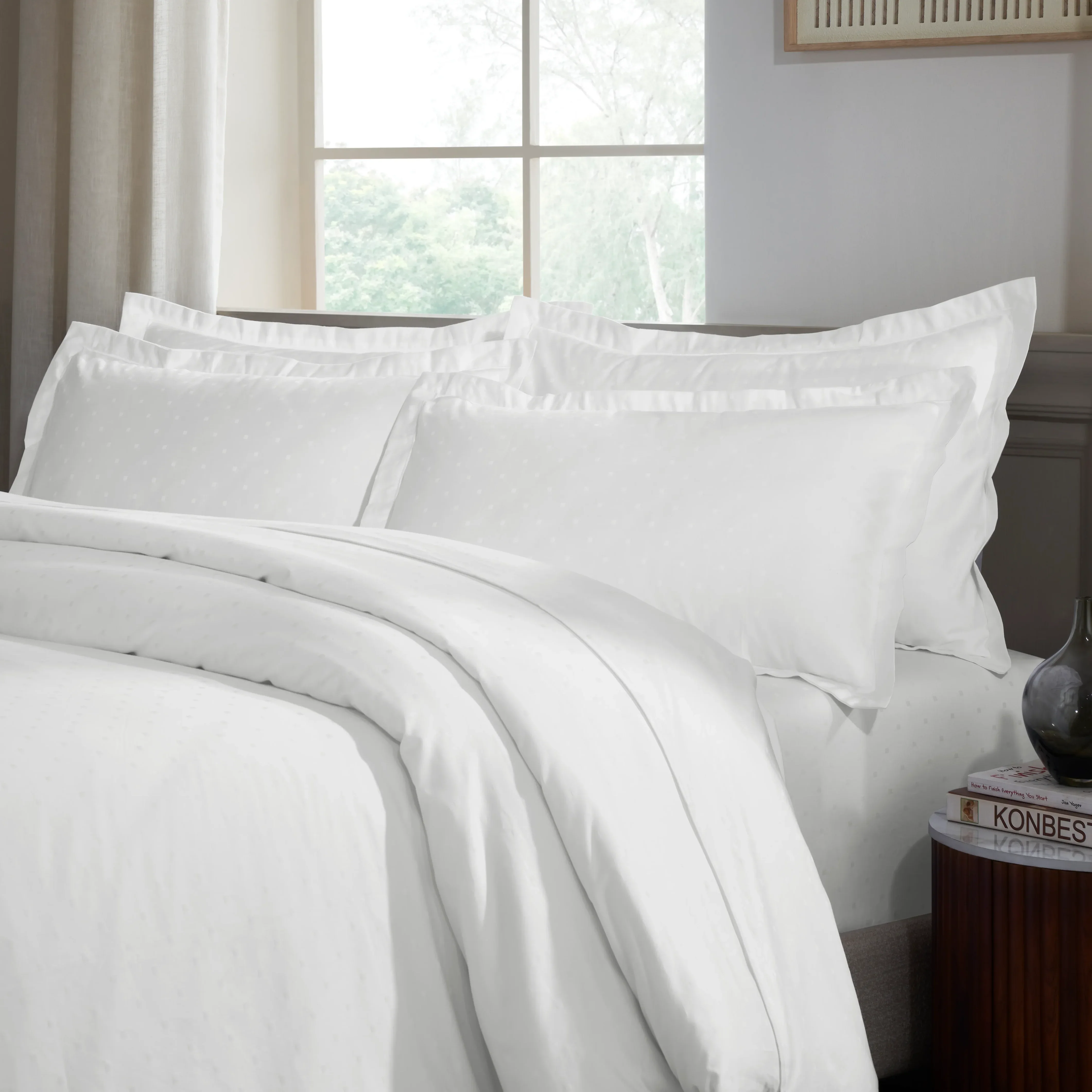 Ricaso | 1000TC Egyptian Cotton Swiss Dot Super Soft Bedsheet Set | Pillow Cover with Merrow Hem Treatment - Image 6