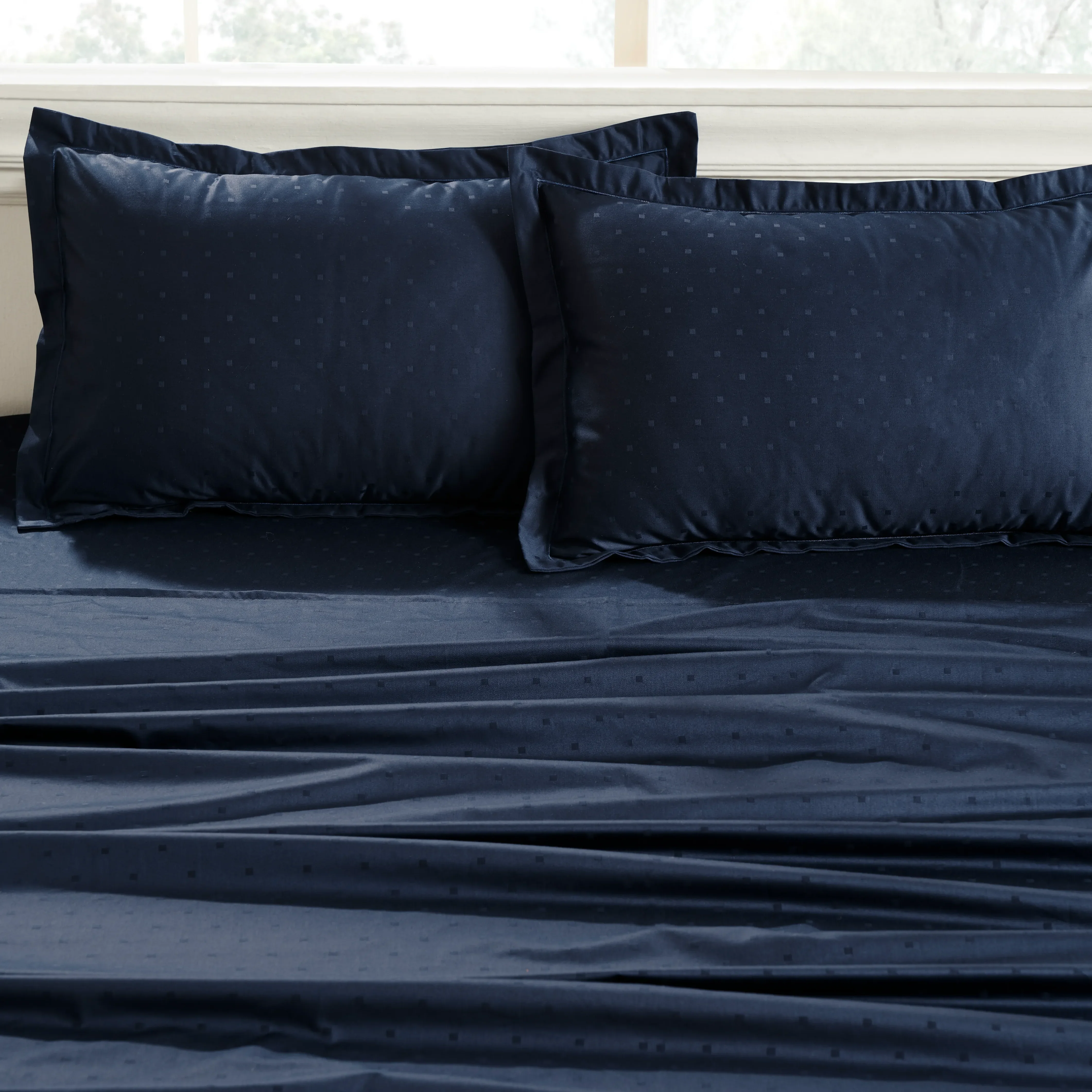 Ricaso | 1000TC Egyptian Cotton Swiss Dot Super Soft Fitted Sheet Set | Pillow Cover with Merrow Hem Treatment - Image 4