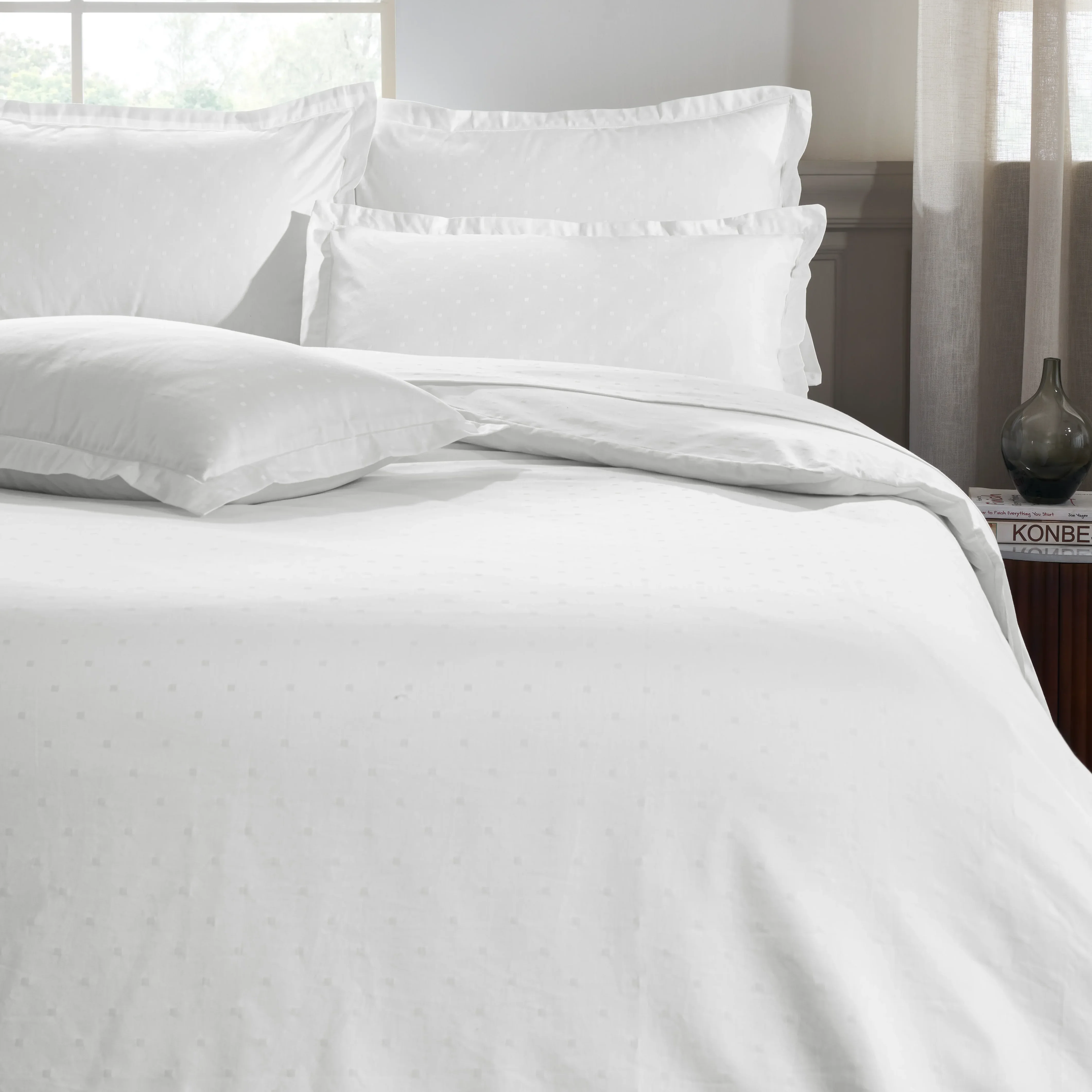 Ricaso | 1000TC Egyptian Cotton Swiss Dot Super Soft Fitted Sheet Set | Pillow Cover with Merrow Hem Treatment - Image 9
