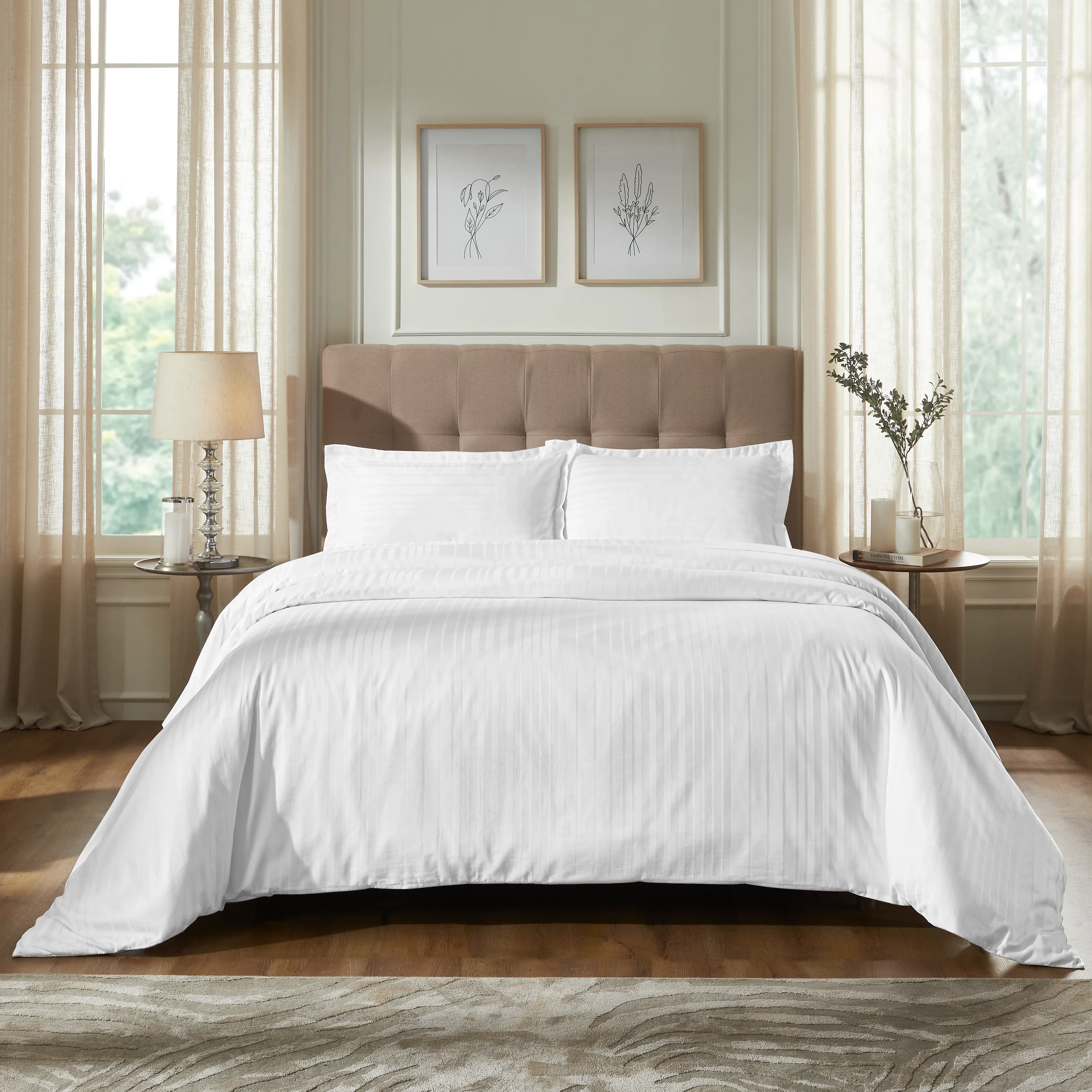 Seraya | 400TC Varigated Stripes Super Soft Bedsheet Set - Image 3