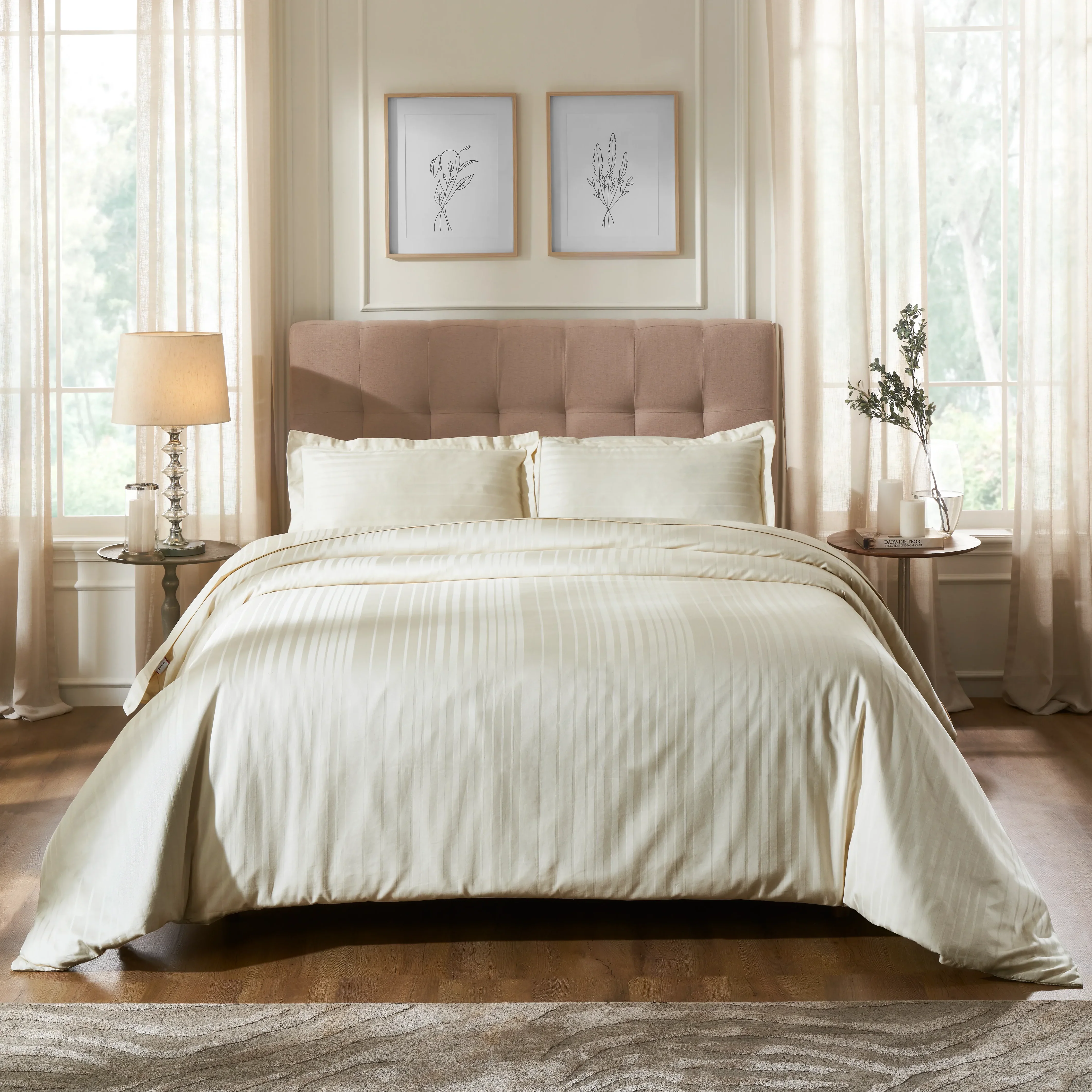 Seraya | 400TC Varigated Stripes Super Soft Bedsheet Set - Image 9