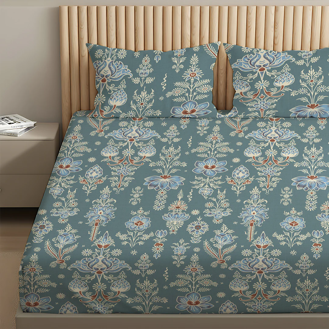 Serene Nest Printed Fitted Sheet Set - Image 189