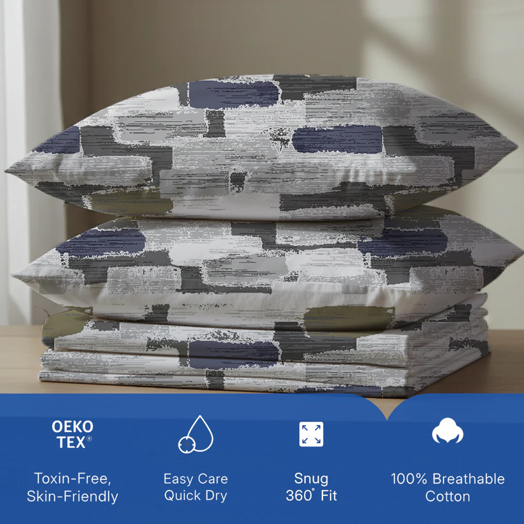 Serene Nest Printed Fitted Sheet Set - Image 65