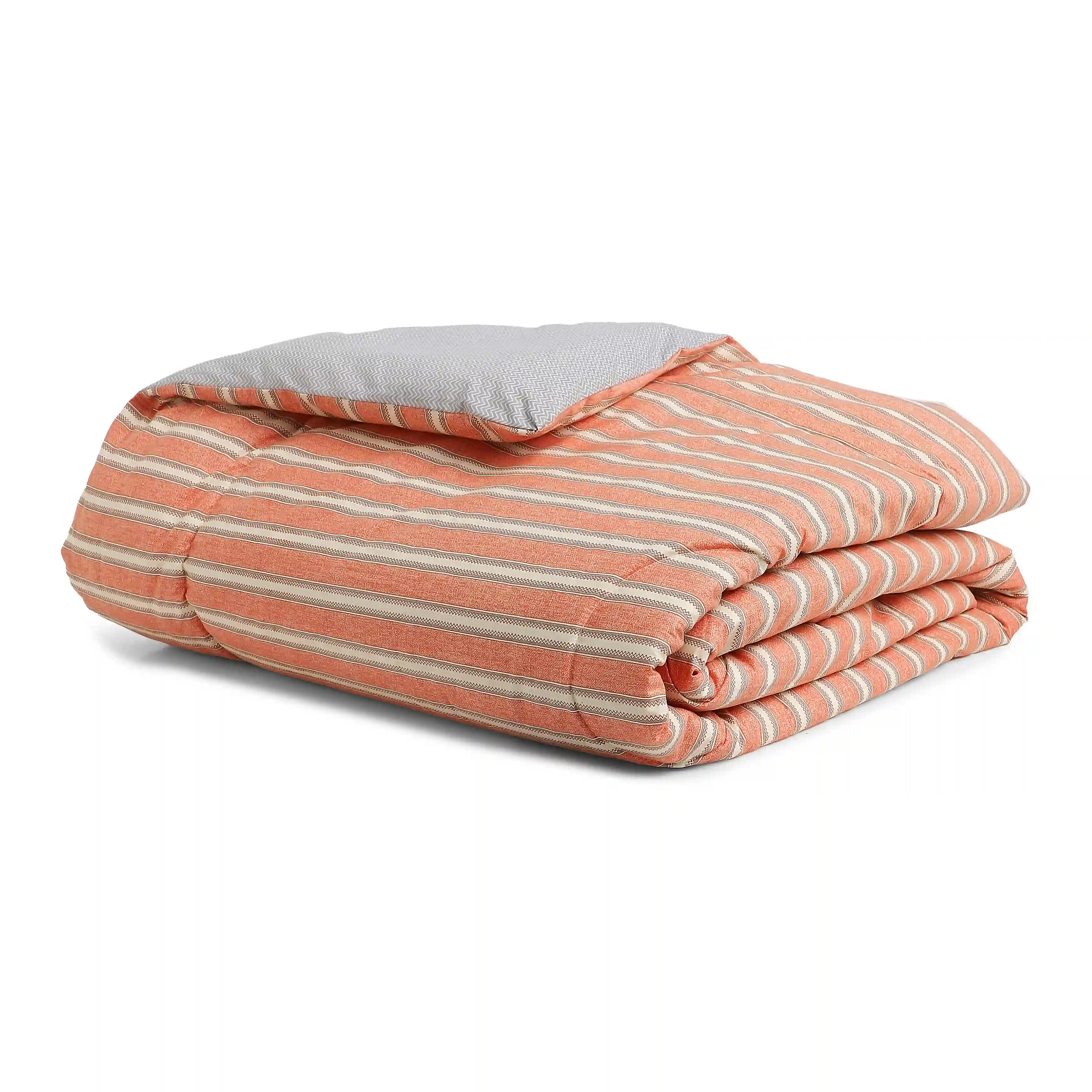 Threadscapes | Woven Textured Printed 120GSM Reversible Comforter-Peach - Image 4