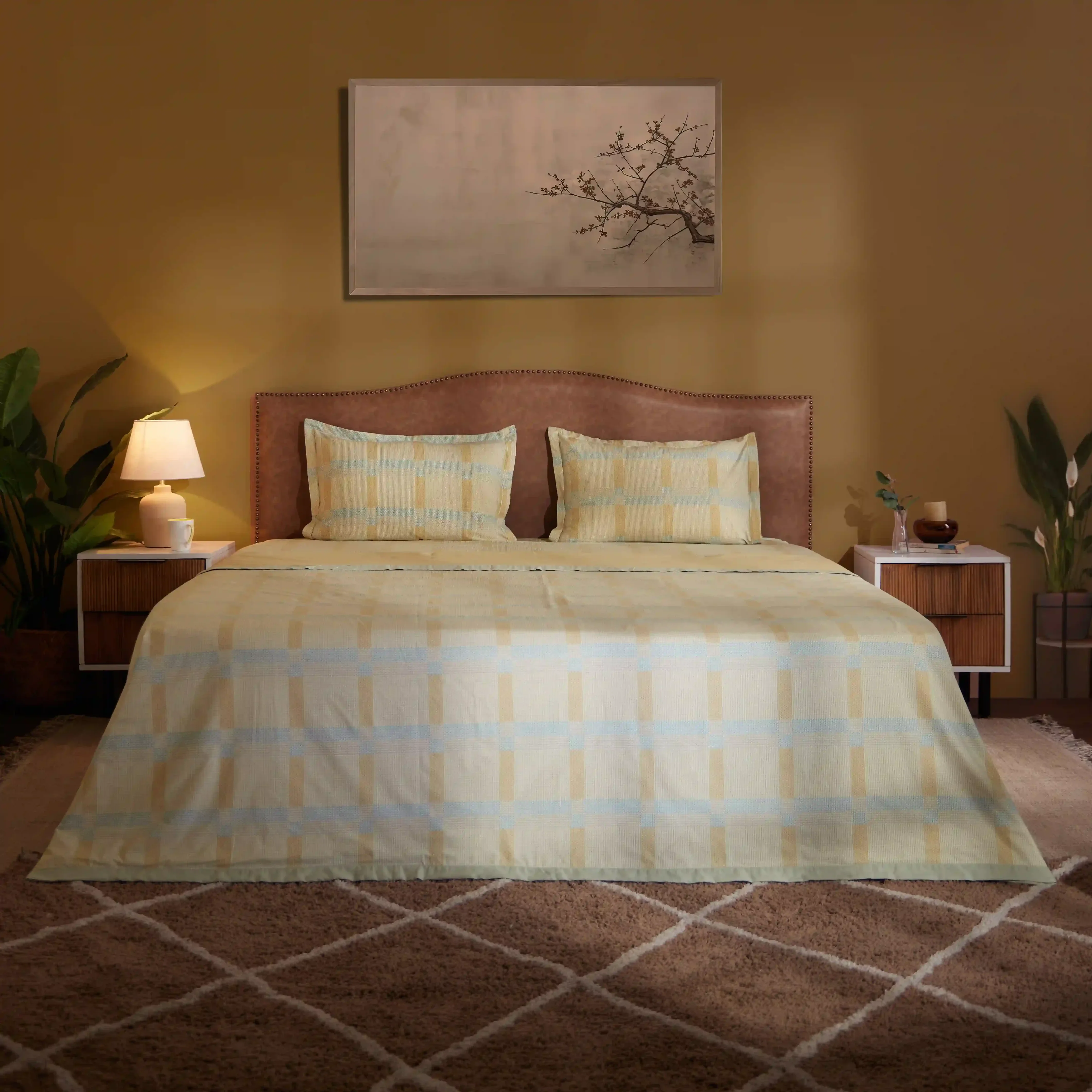 Threadscapes | Woven Textured Printed Reversible Dohar with Super Soft Flannel Layering-Sand - Image 6
