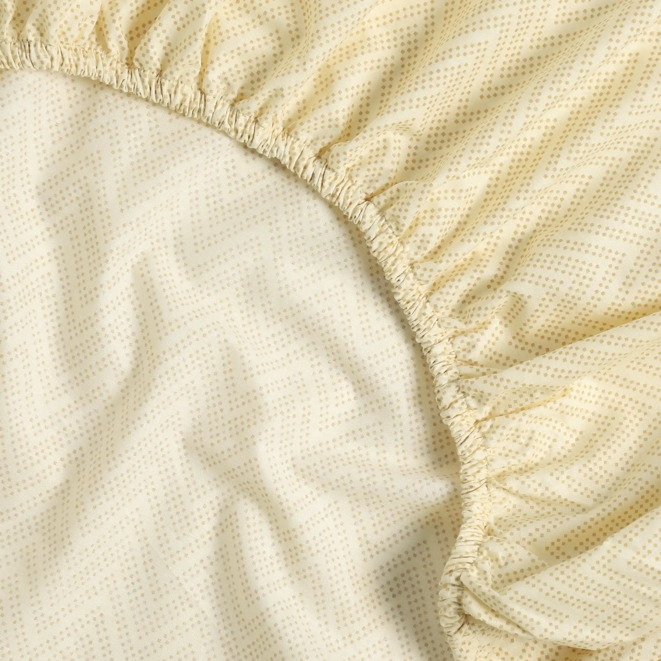 Threadscapes | Woven Textured Printed Cotton Fitted Sheet Set | Pillow Cover with Merrow Hem Treatment-Beige - Image 7