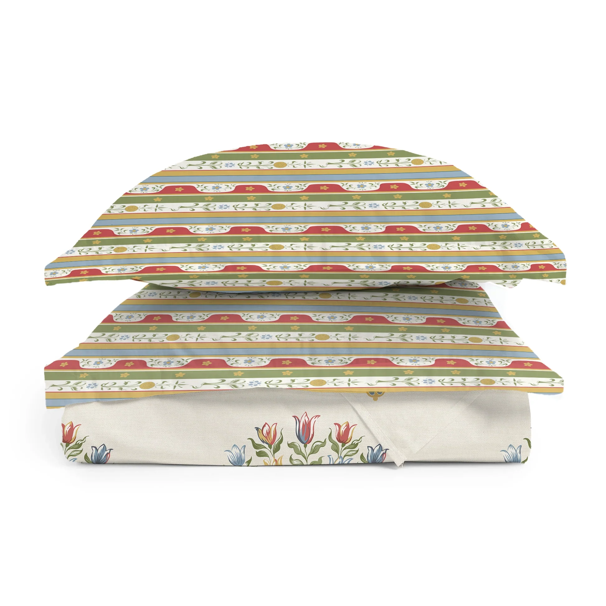 Udyan Tales | Vivid Traditional Printed Cotton Bedsheet Set - Brick Red - Image 4