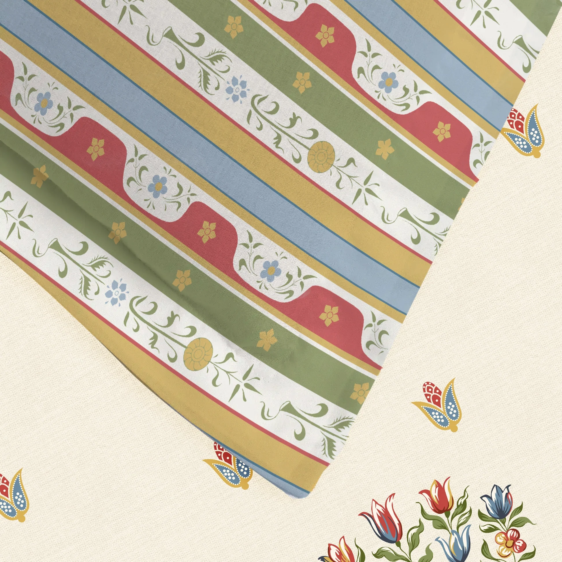 Udyan Tales | Vivid Traditional Printed Cotton Bedsheet Set - Brick Red - Image 5