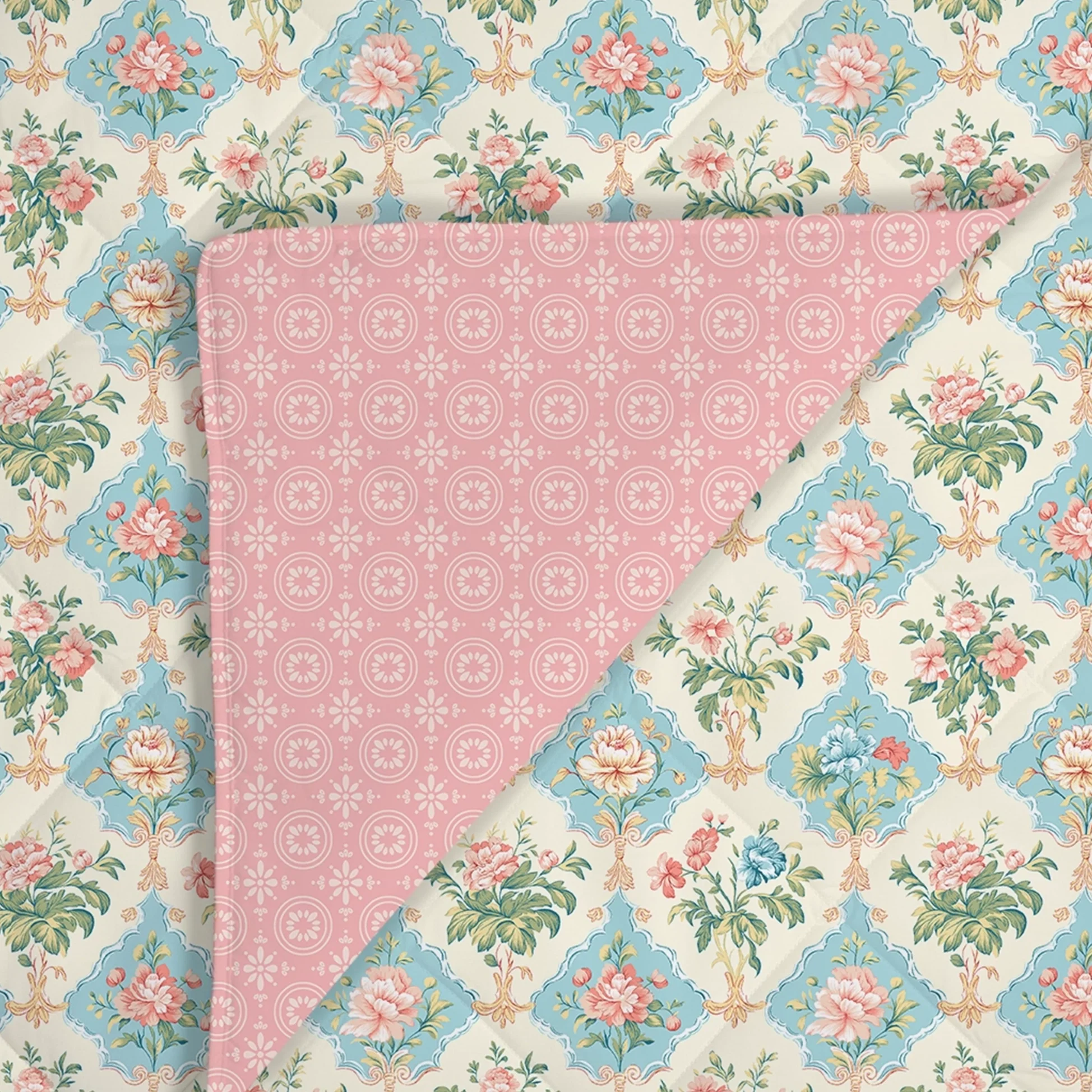 Udyan Tales | Enchanted Floral Printed 150 GSM Reversible Comforter - Flamingo Pink - Image 5