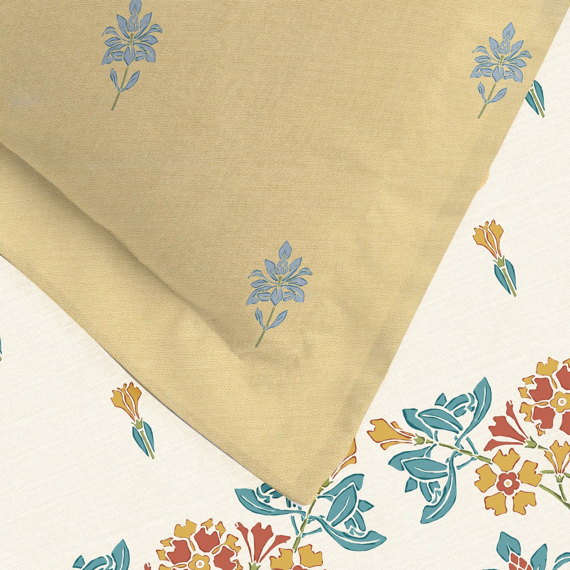 Udyan Tales | Vibrant Ethnic Printed Cotton Bedsheet Set - Midnight Teal - Image 5