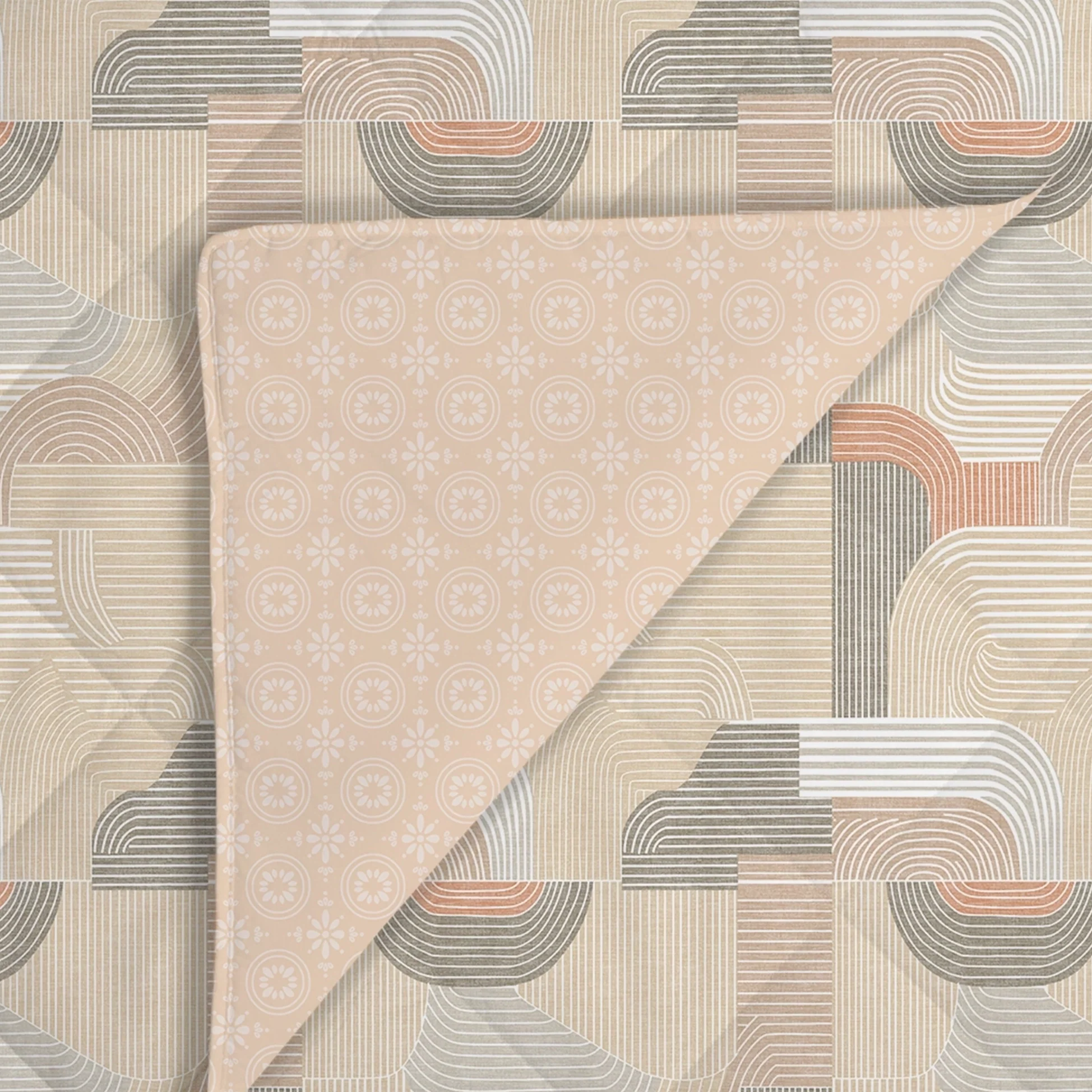 Udyan Tales | Modern Abstract Printed Bedding Set - Set of Bedsheet & Comforter - Neutral Beige - Image 5