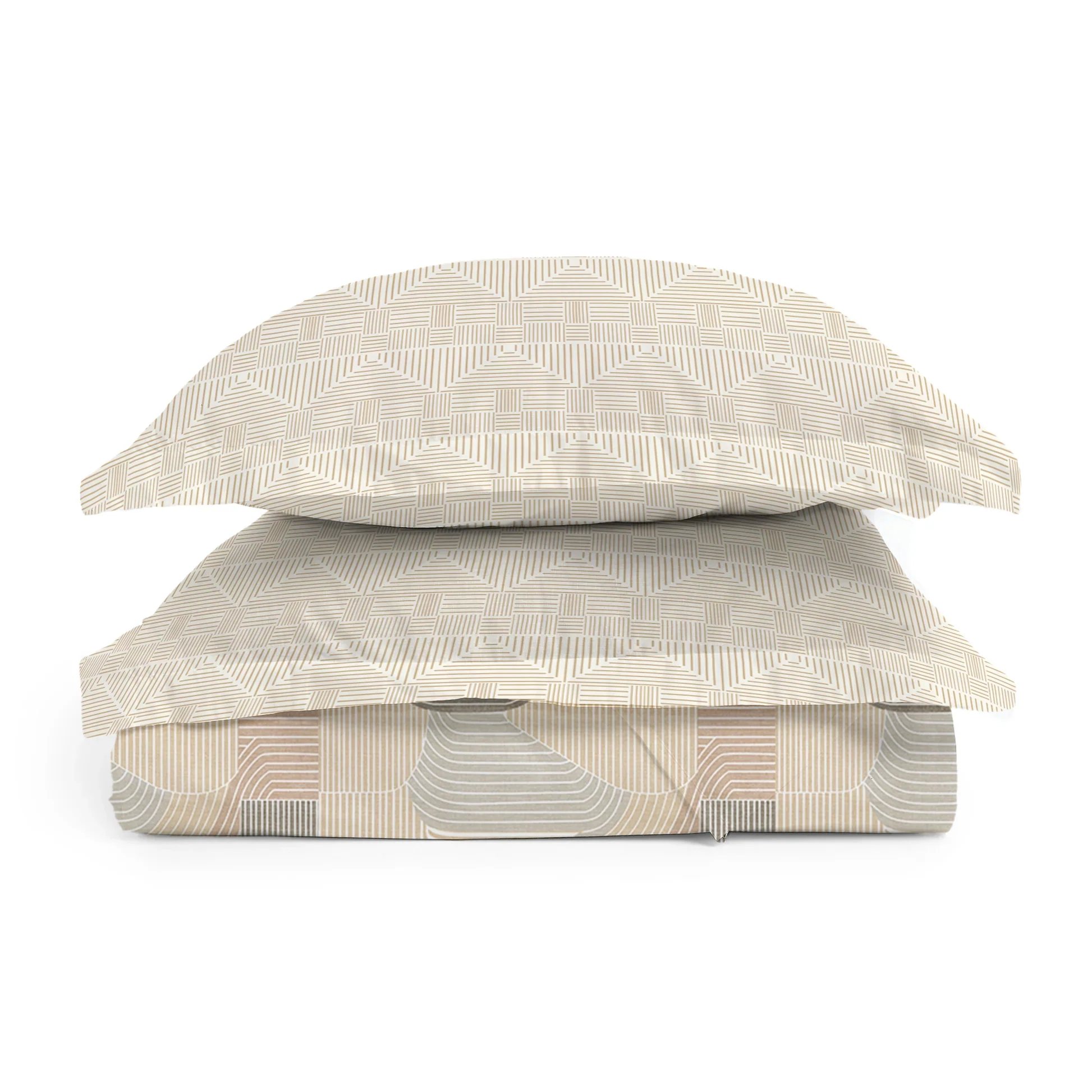 Udyan Tales | Modern Abstract Printed Bedding Set - Set of Bedsheet & Comforter - Neutral Beige - Image 6